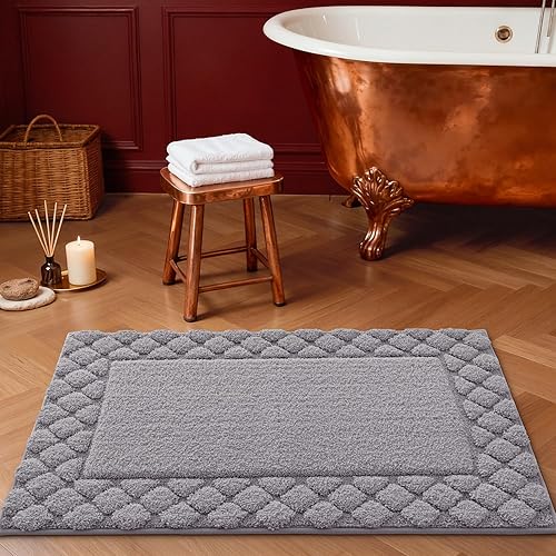 Miniatura 9 de LUMI Tapetes de baño, ultra suaves y absorbentes, para ducha, antideslizantes, lavables, con respaldo de goma, tapete de felpa de microfibra de