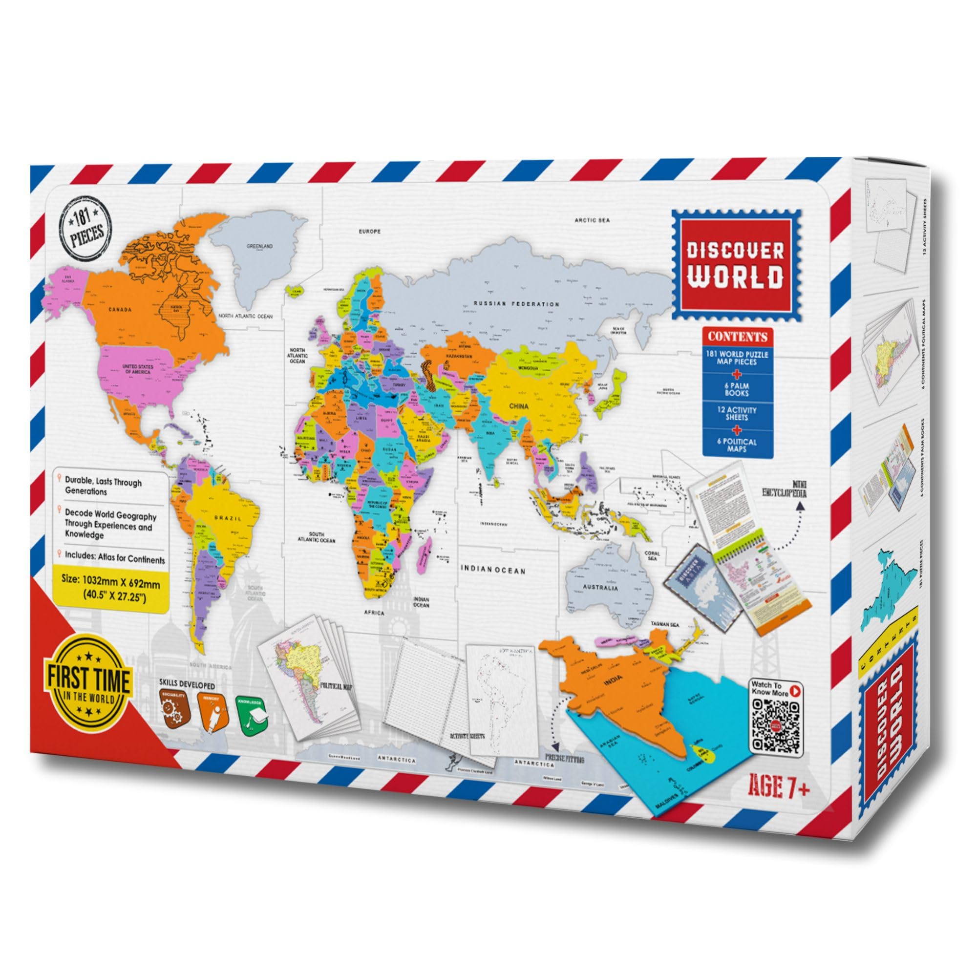 Buy Zephyr World Map Puzzle with 181 Pieces | Includes 6 Palm