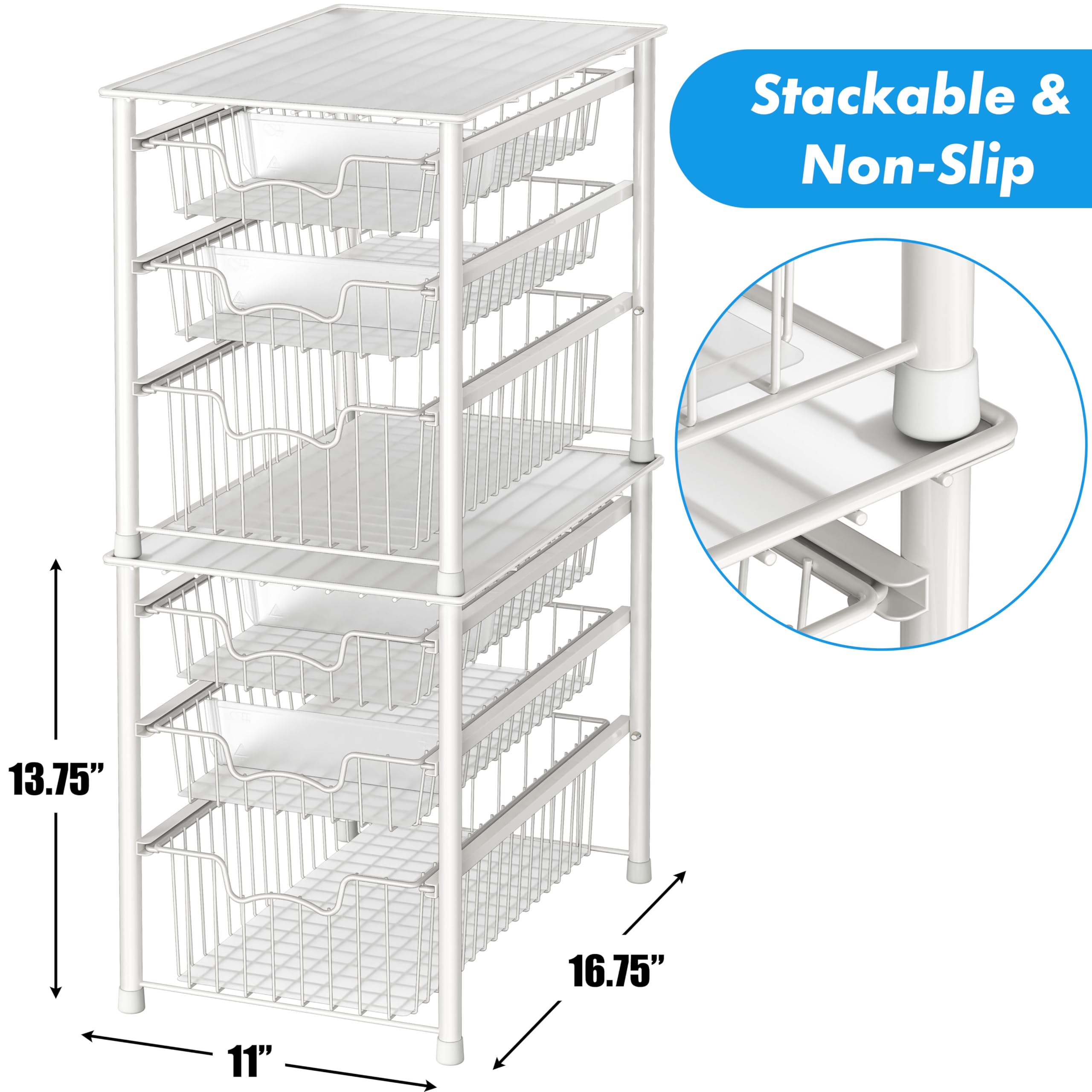 Snapklik.com : Simple Houseware 3-Tier Stackable Sliding Basket Storage ...