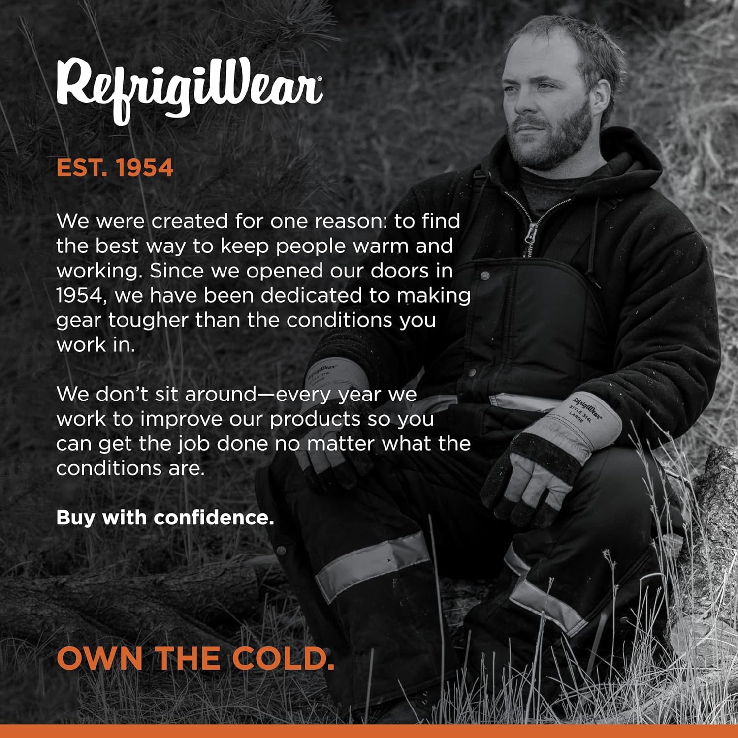 RefrigiWear Men's Comfort Rating Iron-Tuff Enhanced Visibility Insulated High Bib Overalls with Reflective Tape - Image 5