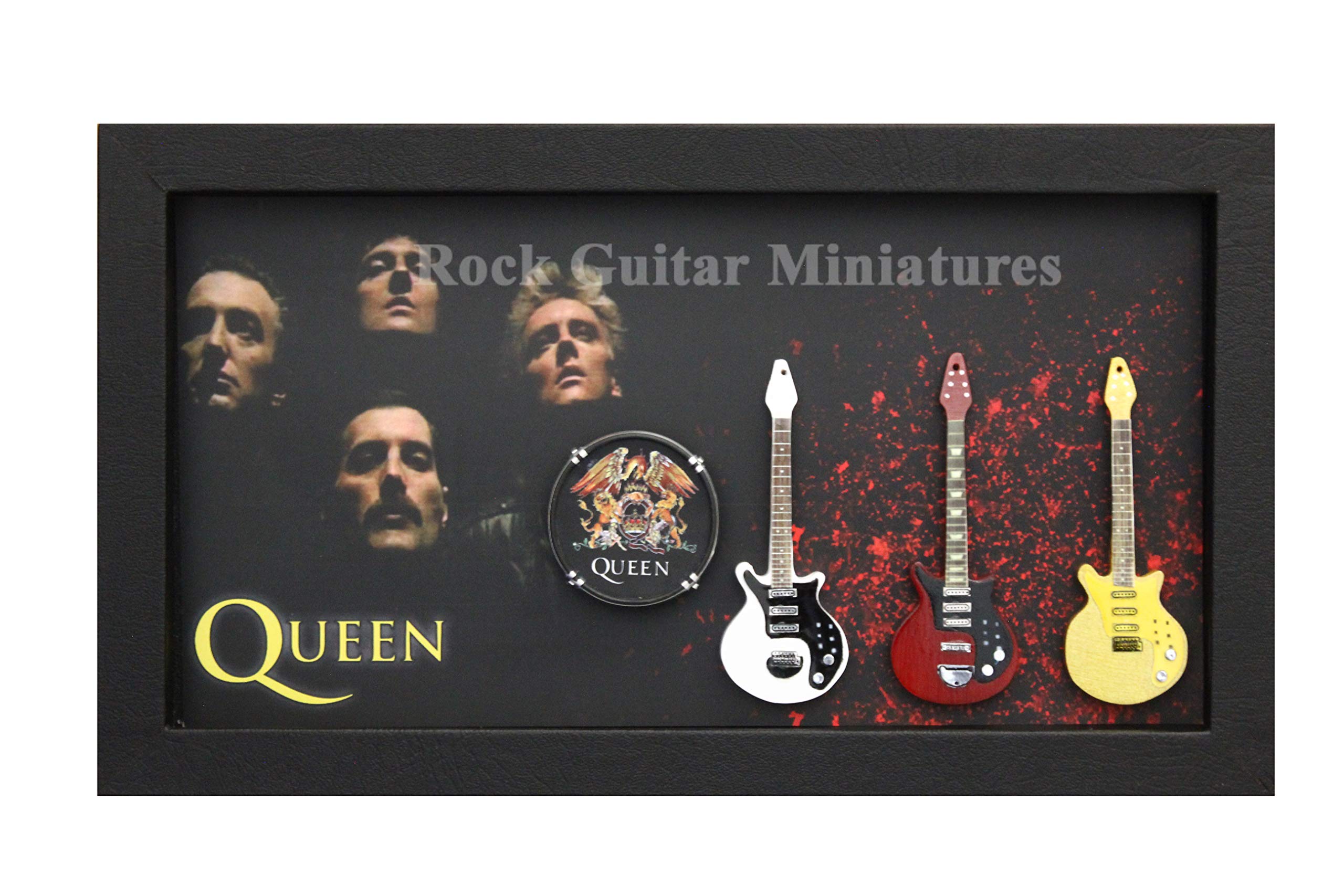 Rock Guitar Miniatures Black Rgm9038 Queen Miniature Guitar Collection In Shadowbox Frame