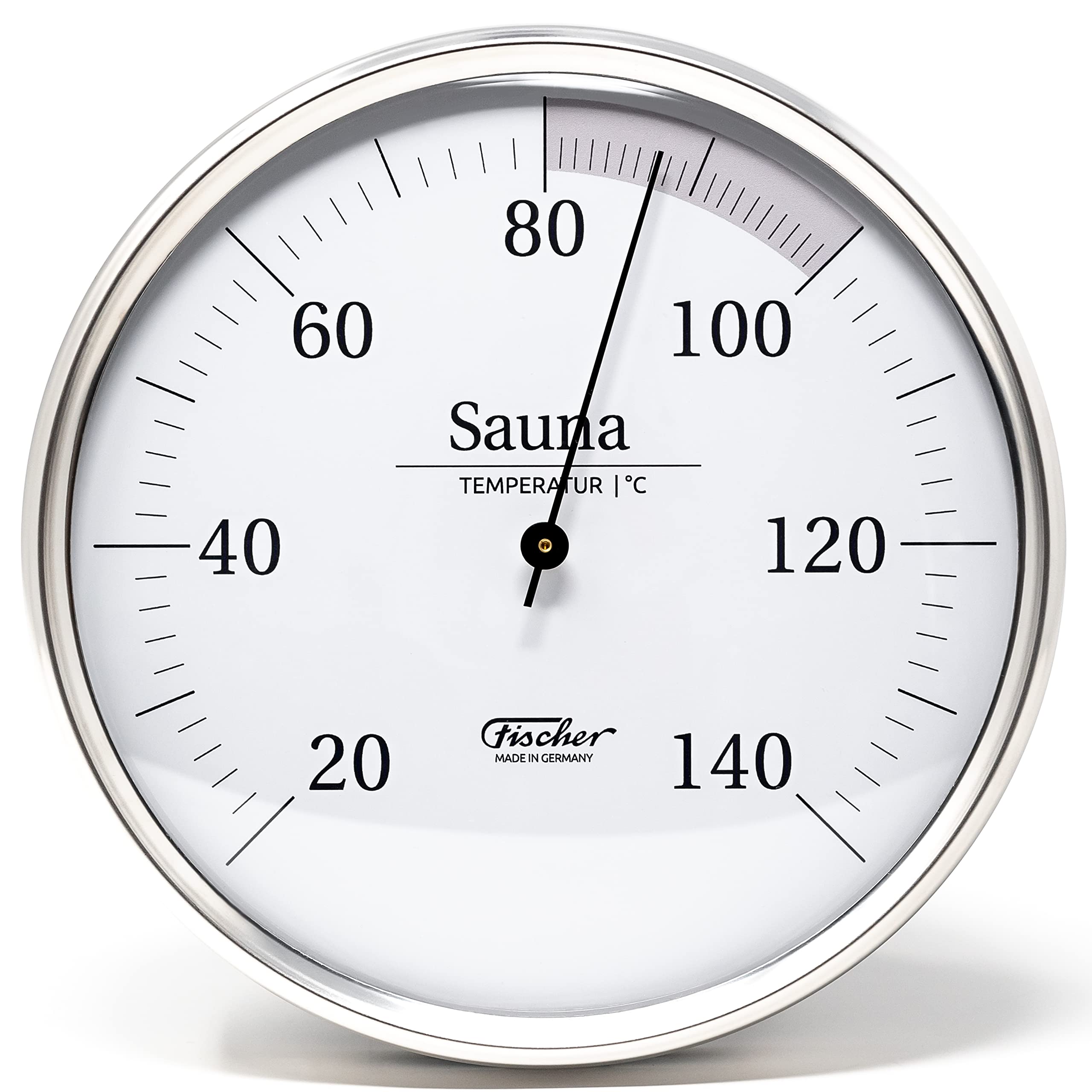 Fischer Sauna termómetro, Acero Inoxidable, 160 x 160 mm