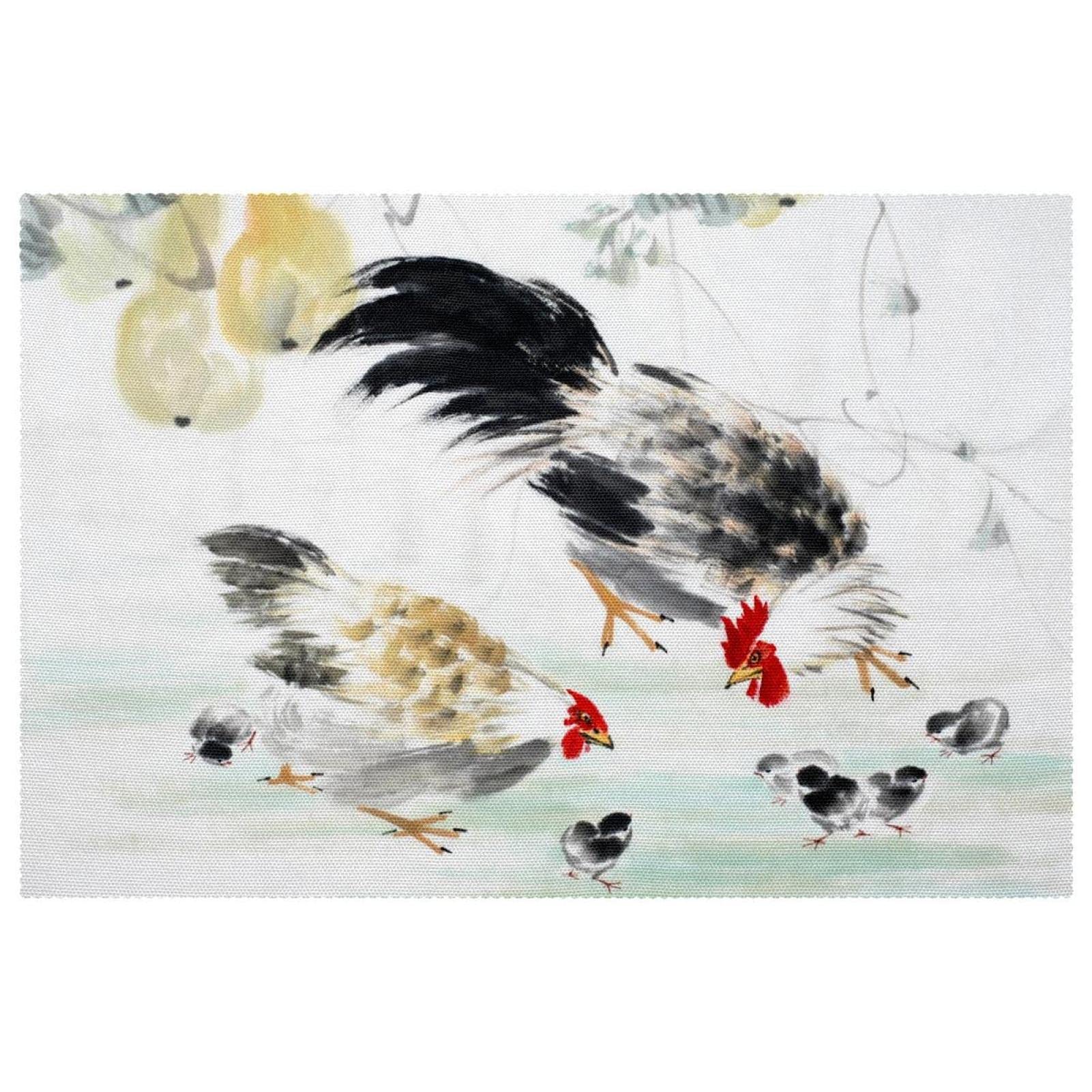Lot de 6 sets de table coq et canards 30,5x45,7 cm antidérapants pour la salle à manger
