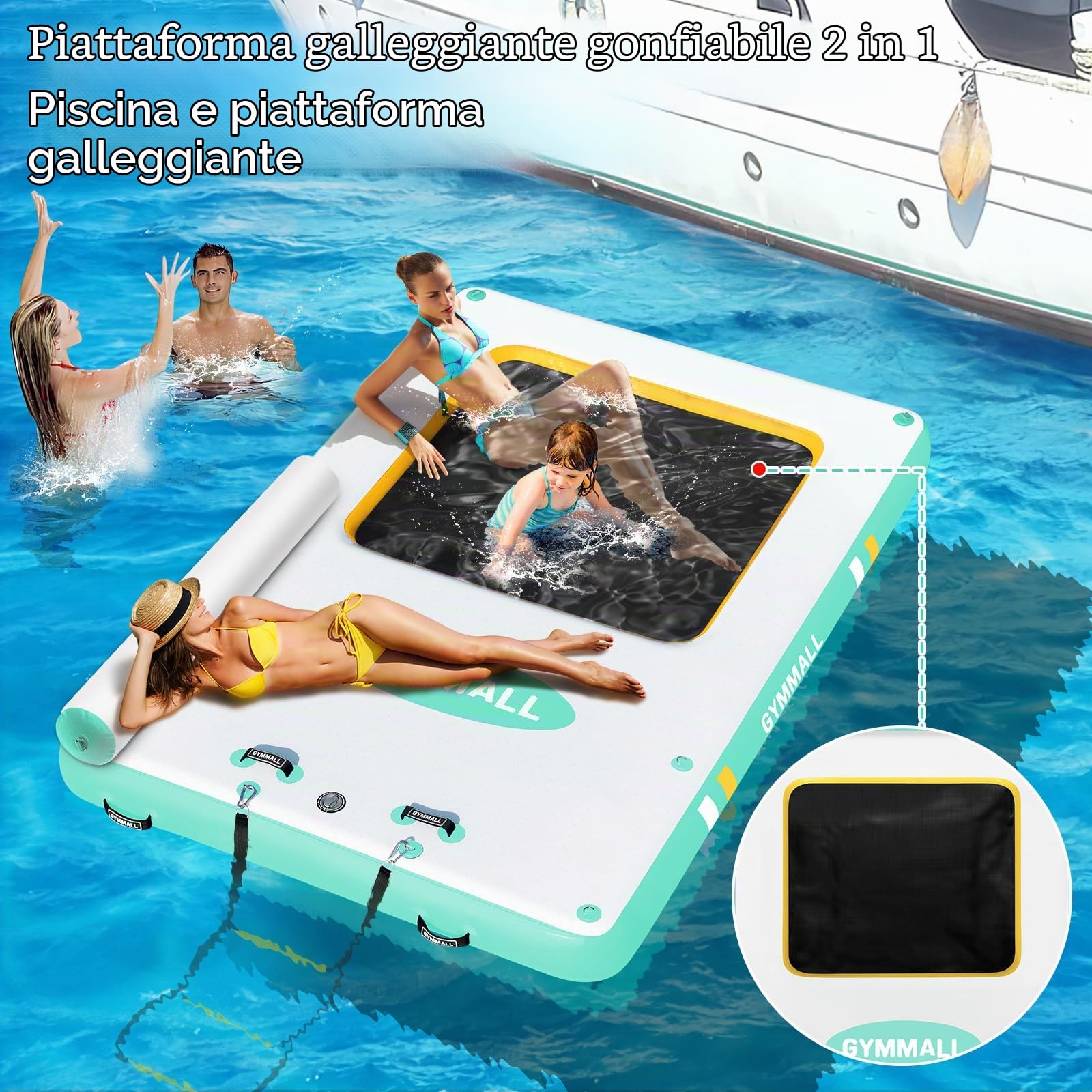 Darsena galleggiante gonfiabile per adulti - galleggianti della piscina, barca gonfiabile, piscina del cane con scala e valvola di sicurezza, portatile per il nuoto, spiaggia, lago