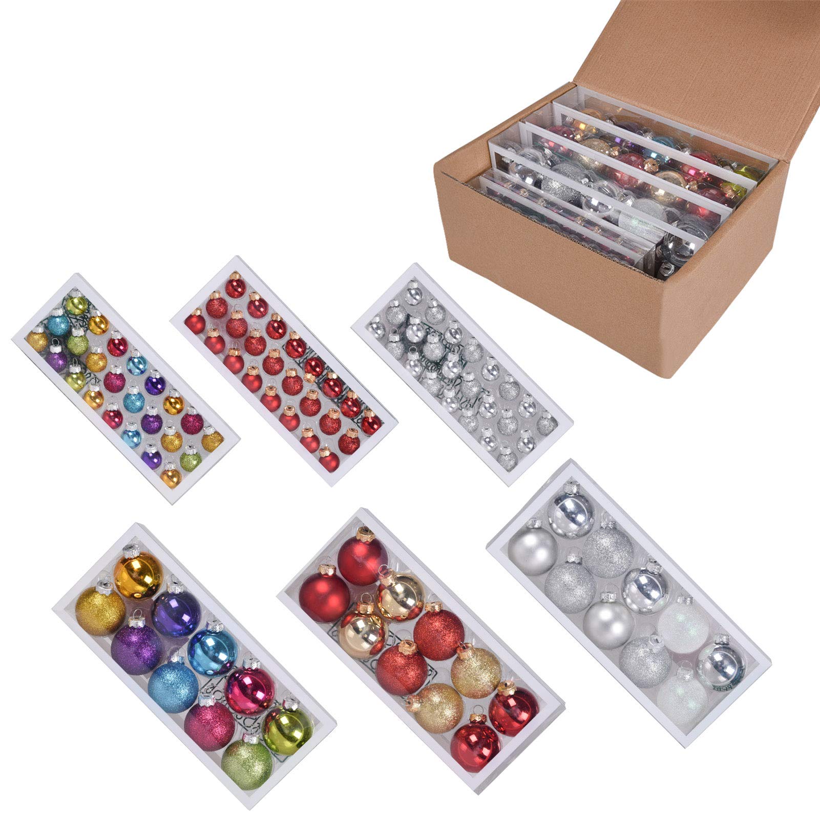 slashome Christmas Ball Ornament, 102 Pieces Christmas Decorations, Large and Small Glass Bulbs Ornaments, Multicolor