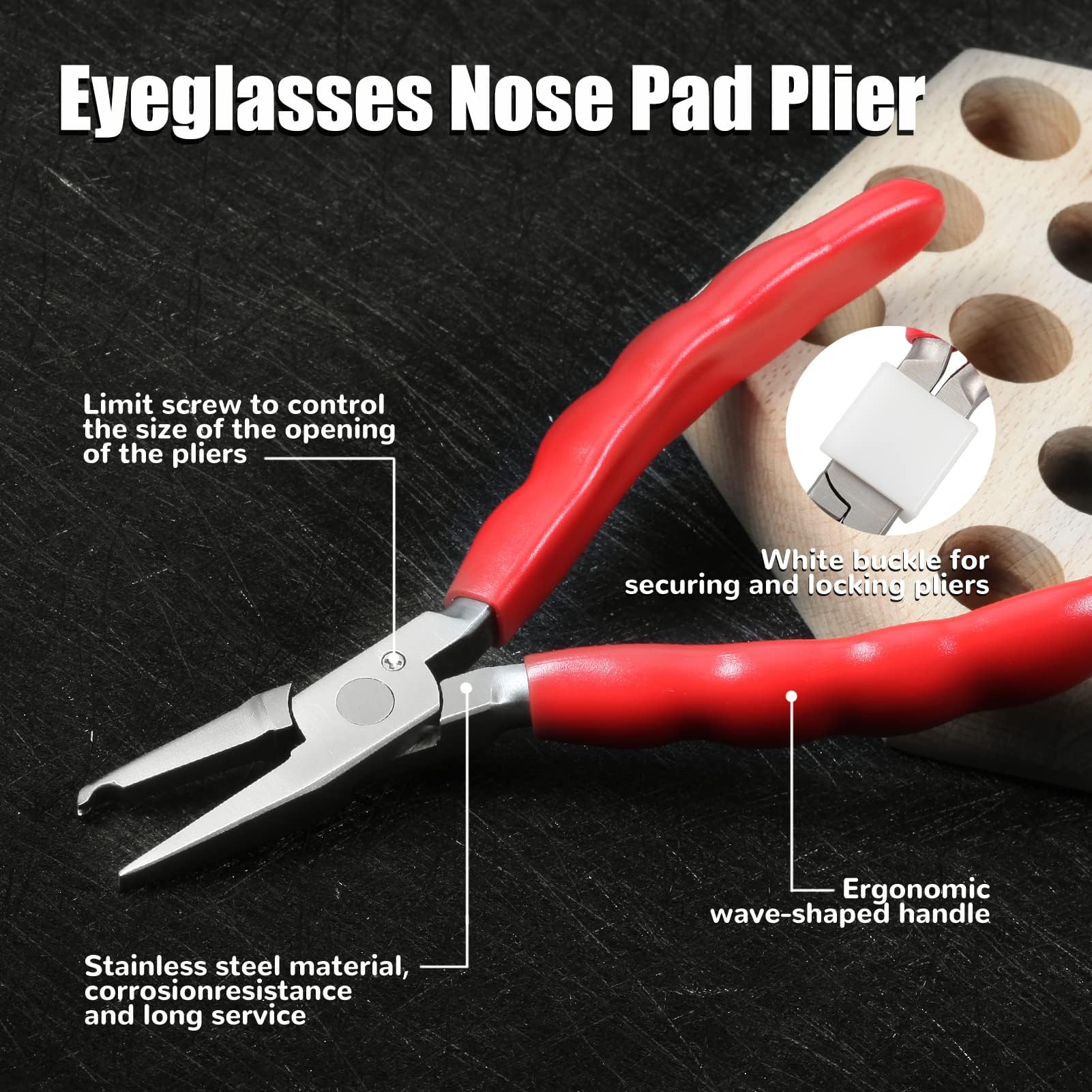 LEONTOOL Alicates de almohadilla de nariz de 6 pulgadas para ajustar los brazos de las gafas Marco de gafas Alicates de reparación de herramientas de mano óptica de acero inoxidable Marcos herramienta