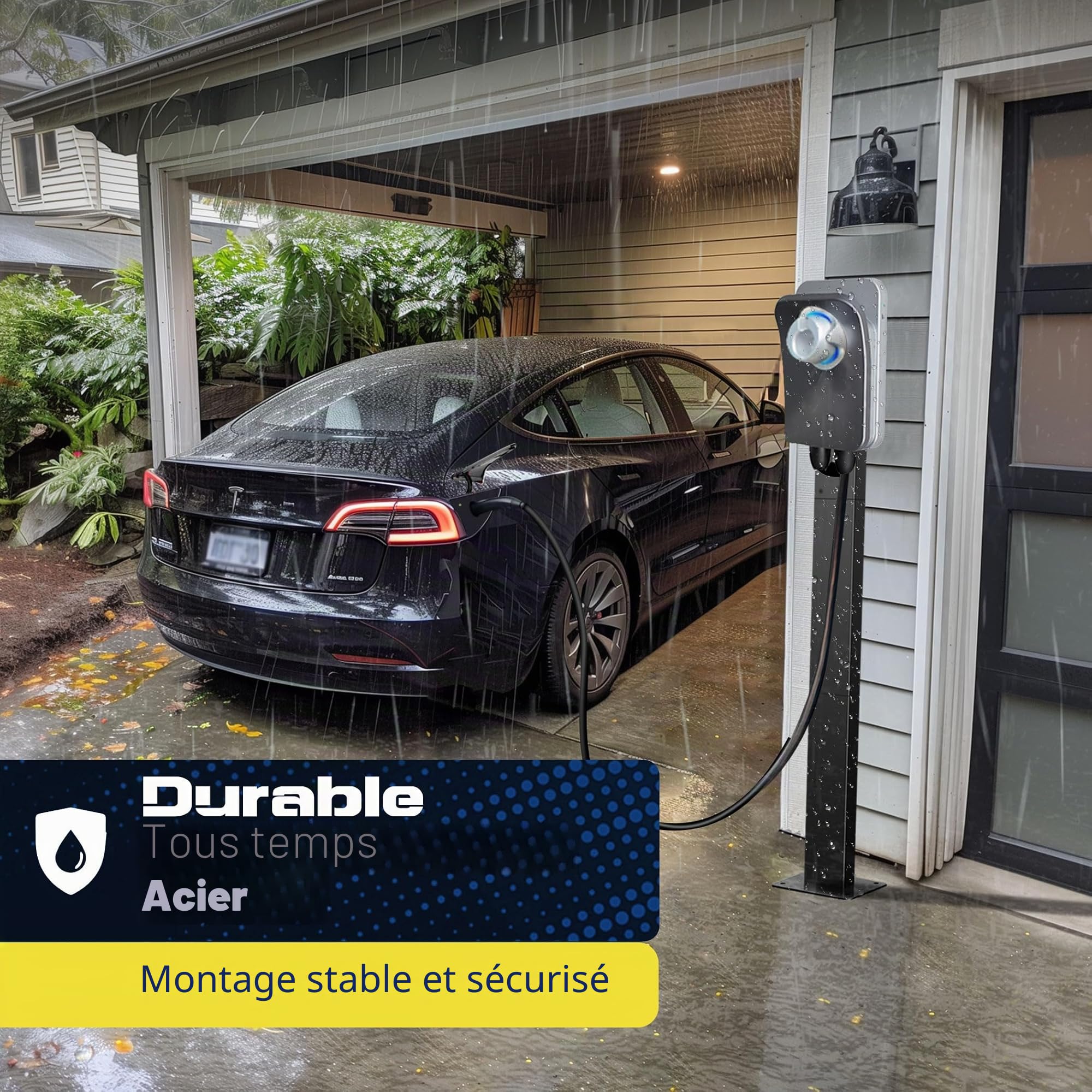 Wallbox - Pied de Support pour borne de Recharge Mobile Tesla - Station de Charge pour l'extérieur - Colonne de Charge pour borne de Recharge Mobile Tesla - Support de borne