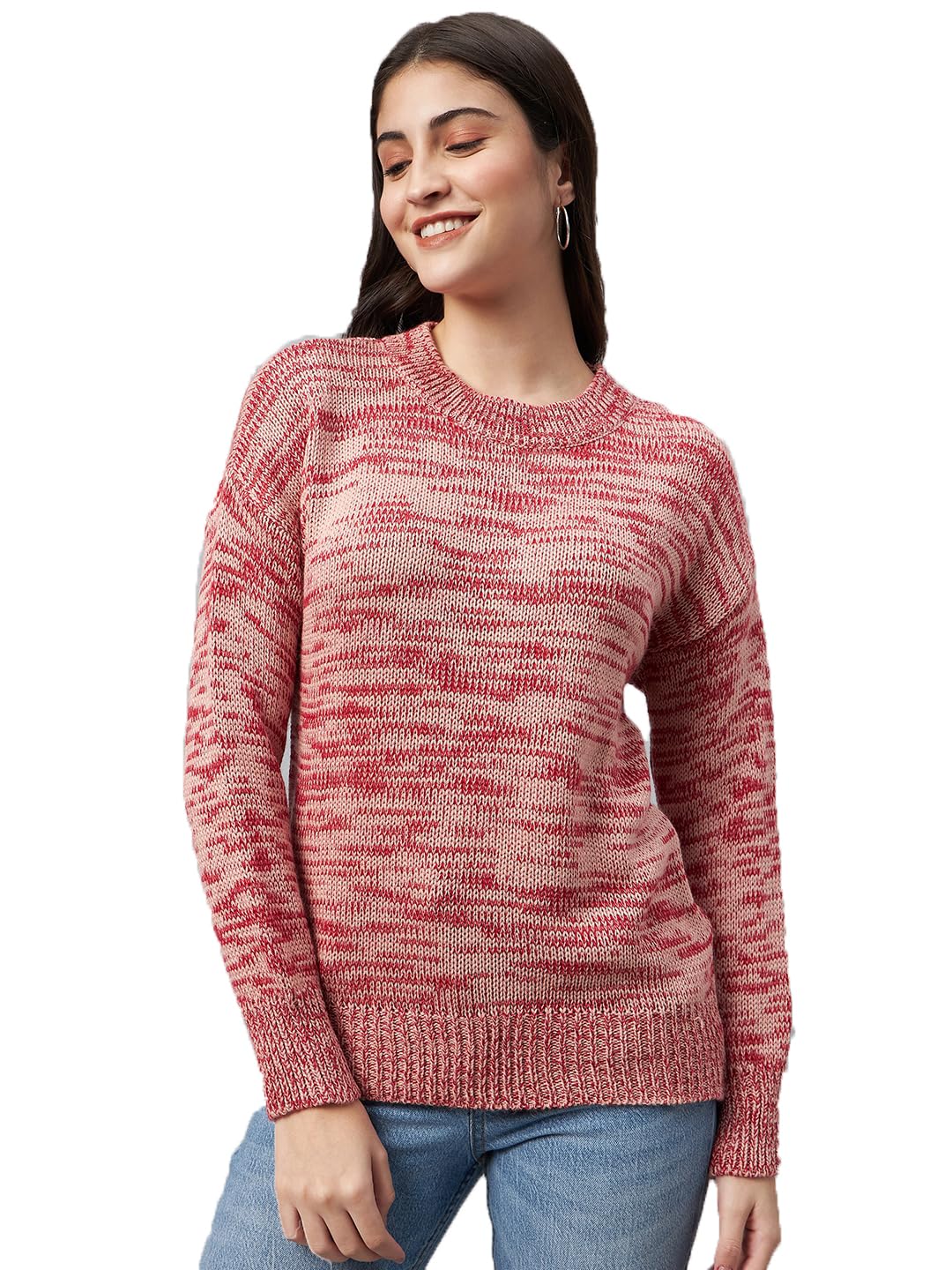 club york Women’s Round Neck Knit Sweater | Stylish Full Sleeve Pullover | Casual Cozy Winter Wear for Women_CYCW647_S Red-picture-39