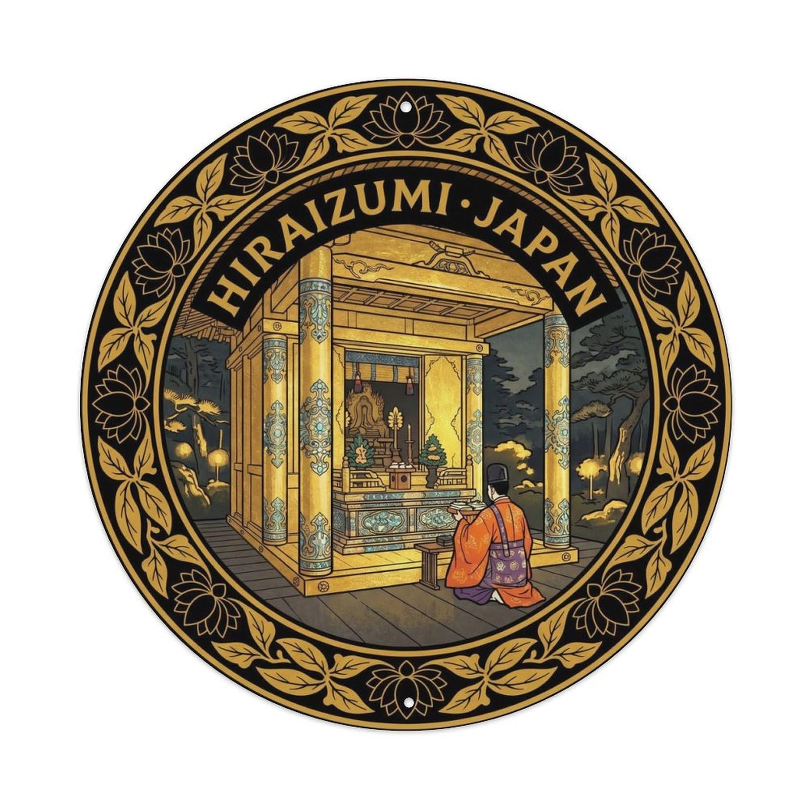 Hiraizumi Konjikido Hall Japan Travel Shrine Journey Metal Tin Sign