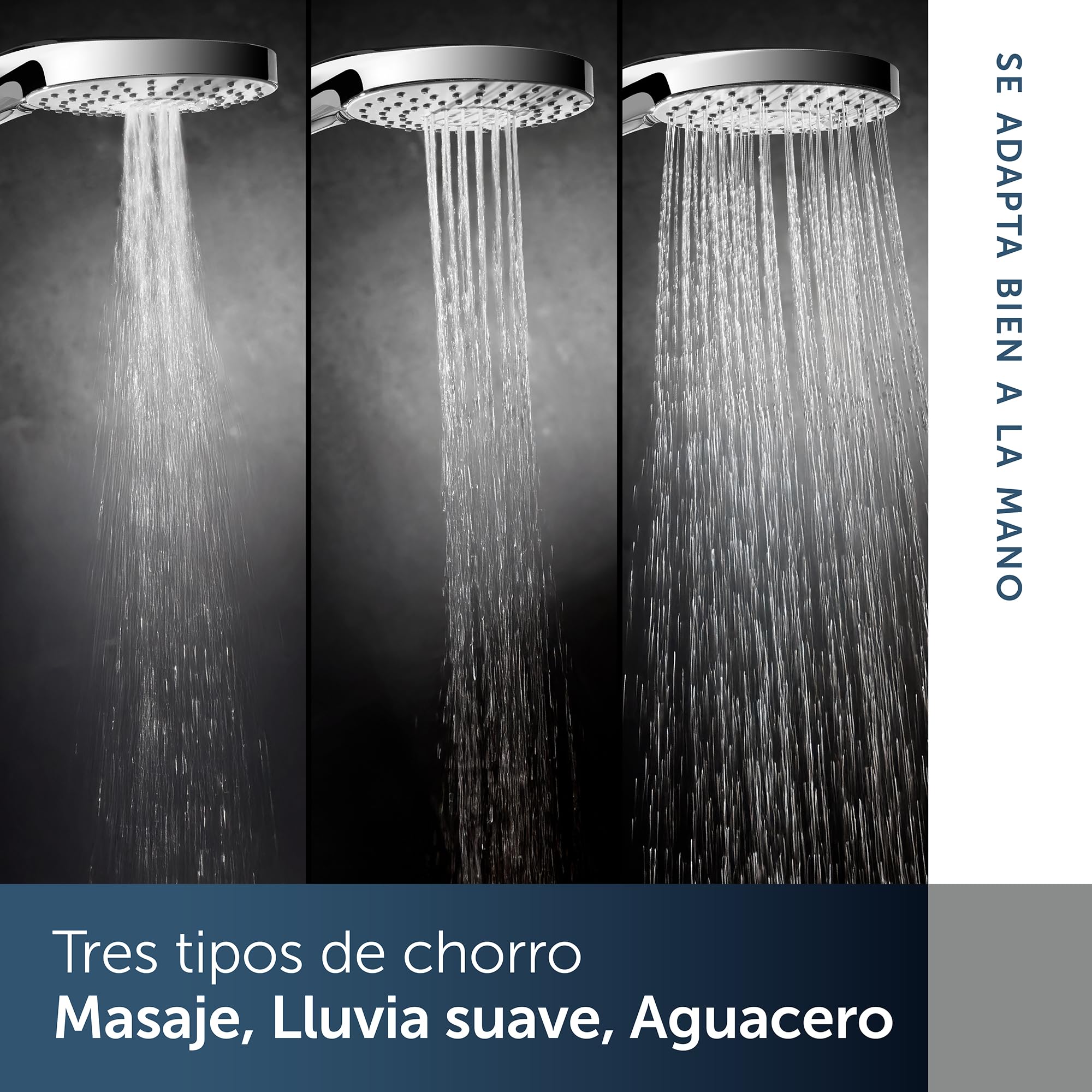 Ideal Standard – Ducha de mano Idealrain Evo, cabezal de ducha ahorrador de agua con 3 modos de chorro (lluvia suave, masaje, lluvia suave), Ø 11 cm, boquillas EasyClean, cromado