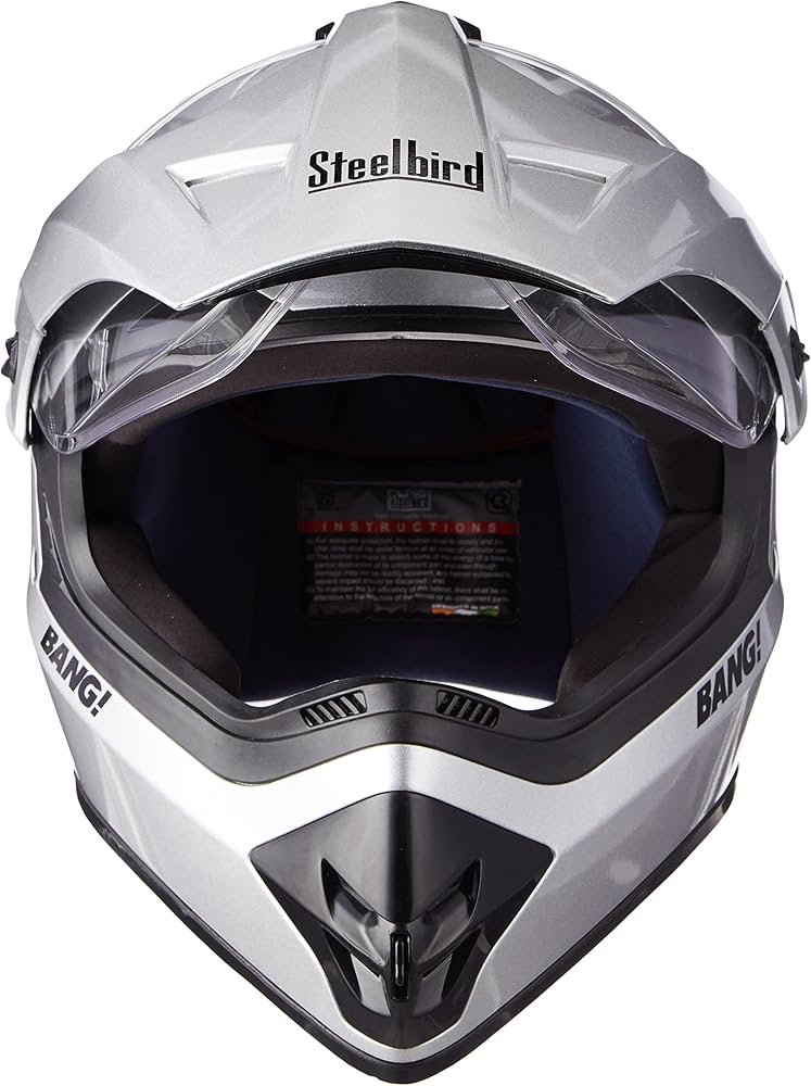 Steelbird SBH-13 Bang (SV) Motocross Helmet Silver, Size: M