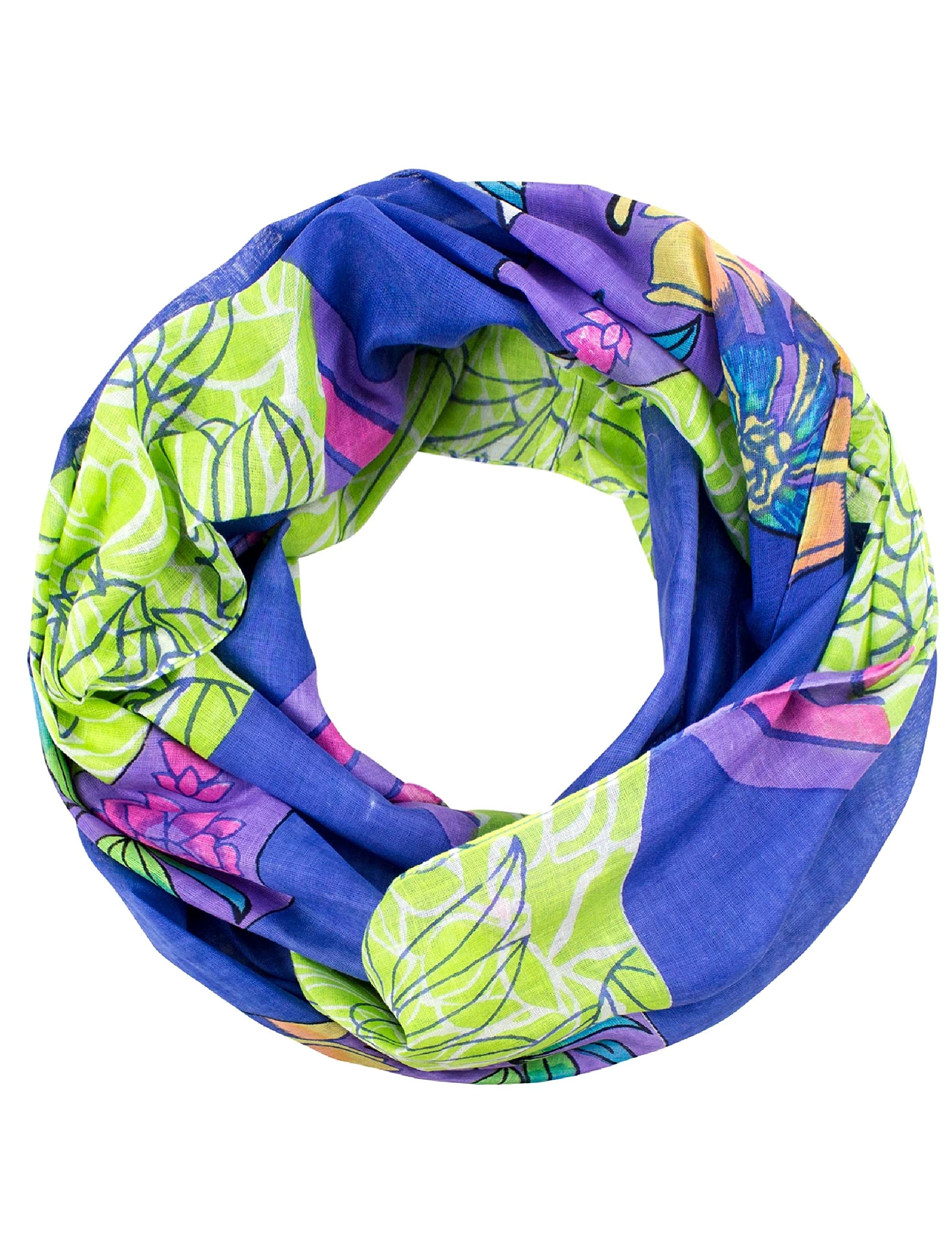 Damen Loop Schal Mit Blumenmuster - Leichter Spitzenschal Für Sommer