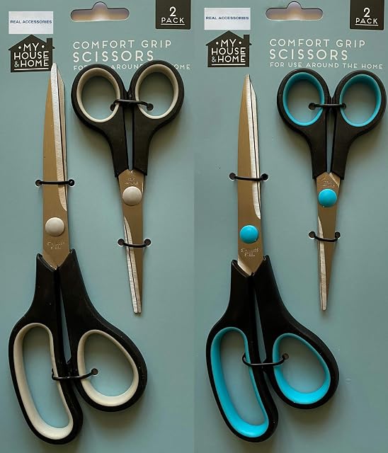 Titanium Bonded Scissors 4 Pack, Multipurpose Scissors with Ultra Sharp Blades, Comfort-Grip Handles, Sturdy and Sharp for School Home Office Art Craft Sewing Tailor Heavy Duty