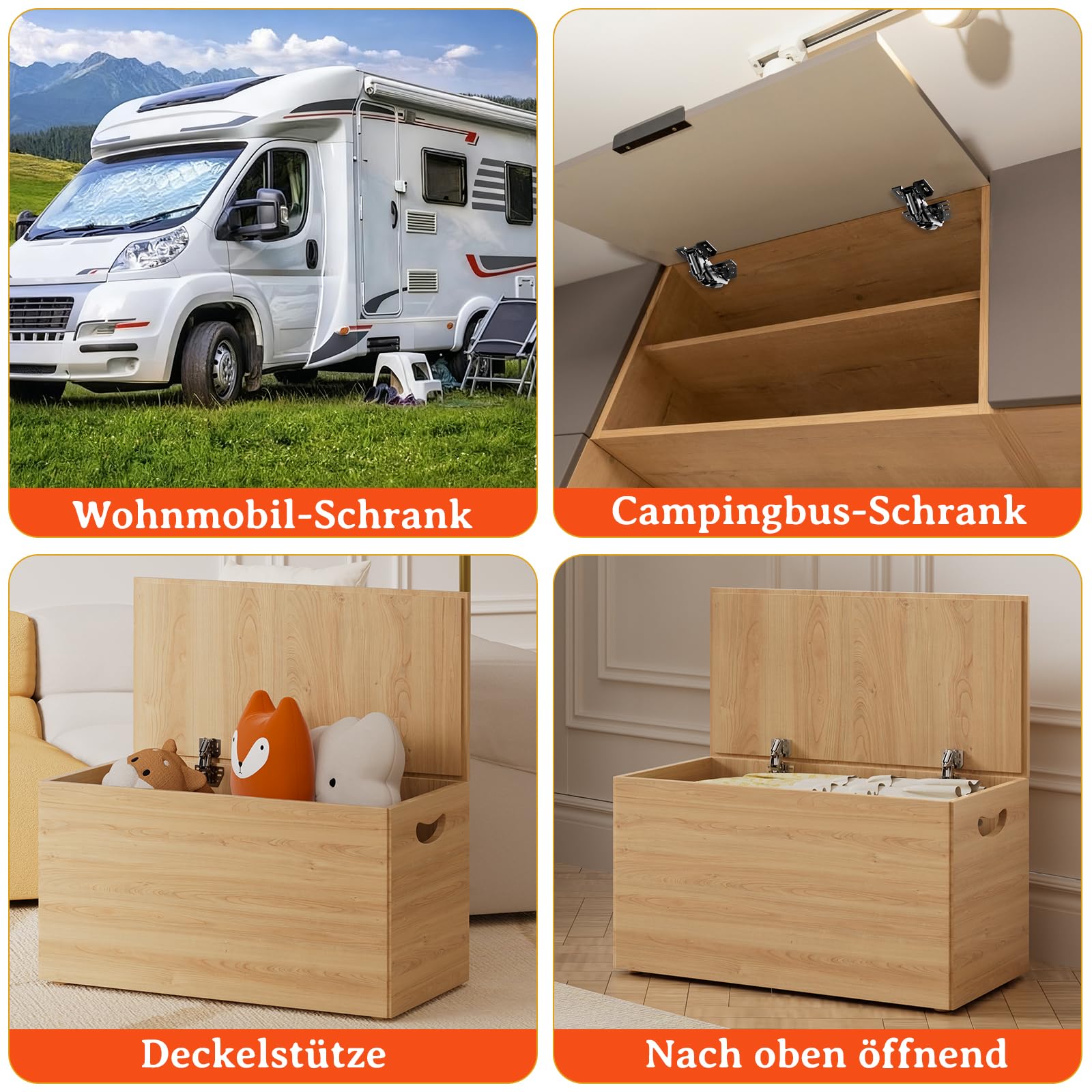 Furniware 4 Stück 90° Softclose Scharniere für Schranktüren, Schrankscharnier, Kein Vorbohren Möbelscharnier, Kleiderschrank Scharnier, Schranktür Küchenschrank mit Dämpfer, für Wohnmobile, Wohnwagen