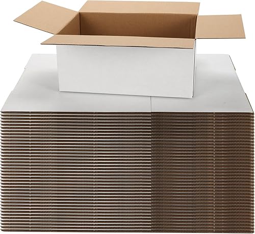 Vista 7 de Paquete de 40 cajas de envío pequeñas de 8 x 6 x 6 pulgadas, cajas de correo de cartón corrugado blanco para envío, embalaje de pequeñas empresas