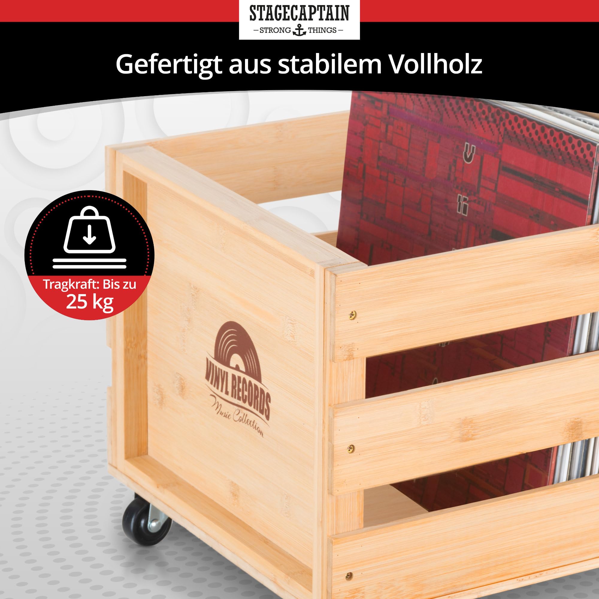 Stagecaptain SPK-100 skrzynka na płyty gramofonowe Emil (1, bambus