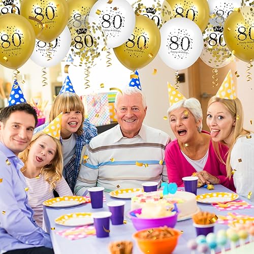 Miniatura 4 de Globos de cumpleaños de 80 años, 15 unidades, globos de feliz cumpleaños de 80 años, globos de confeti para hombres y mujeres, decoraciones de
