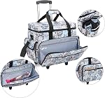 Teamoy Sewing Machine Case on Wheels, Rolling Sewing Machine Tote with Wheels and Bottom Wood Pad, Compatible with Singer, Brother and Most Majority Machines and Accessories, Dandelion