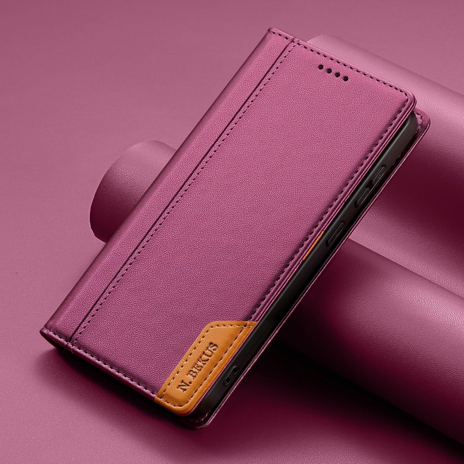 Generic Étui compatible avec Samsung Galaxy S9 (couleur : rouge foncé) Portefeuille en cuir avec fente pour carte à rabat magnétique