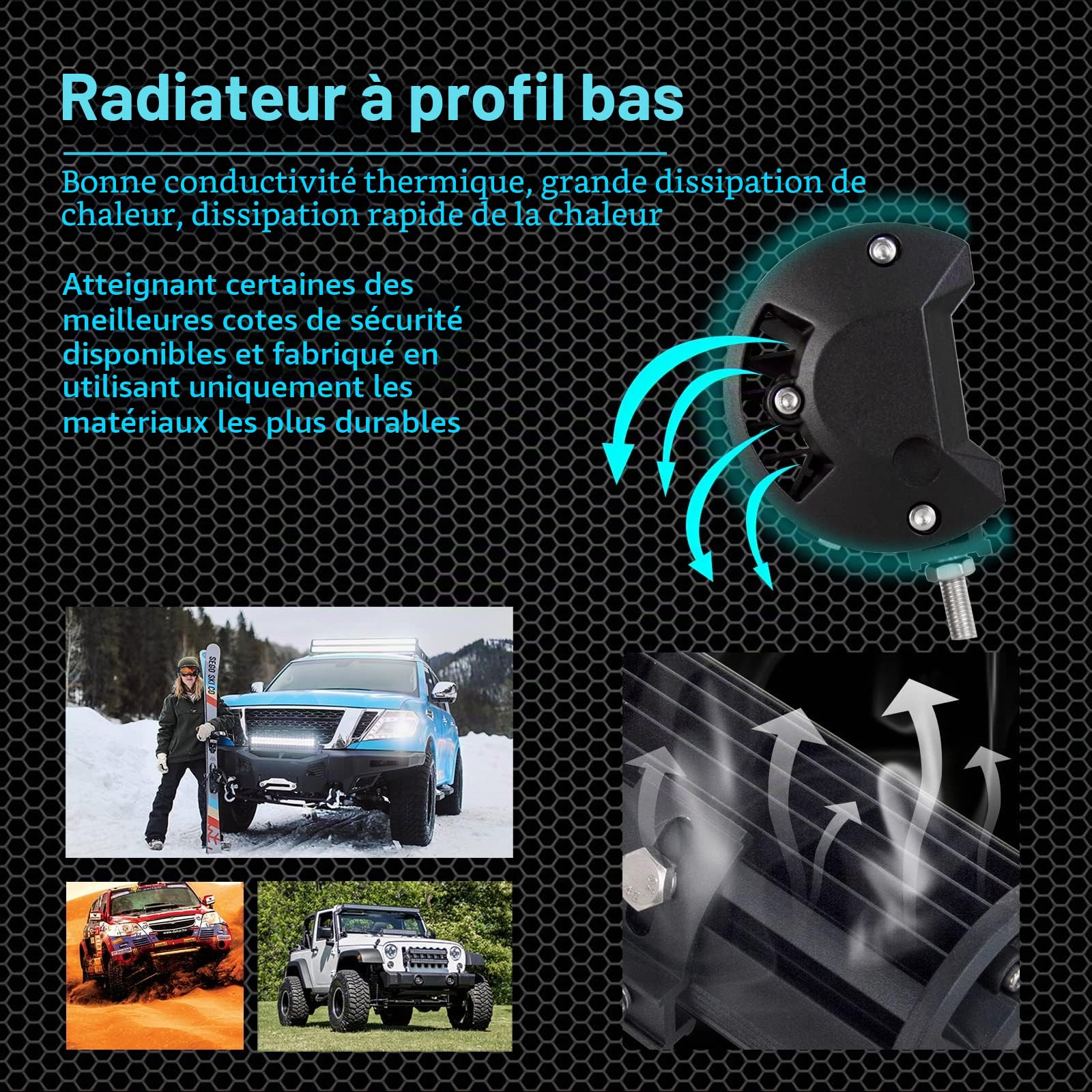 RIGIDON 51cm 20 pouces 510W Barre de Led 4x4 Rampe, 12V 24V IP67 etanche Barre Lumineuse LED de Travail, Barre d'éclairage led pour Offroad Véhicules Voiture Camions Tracteur,6000K feu antibrouillard