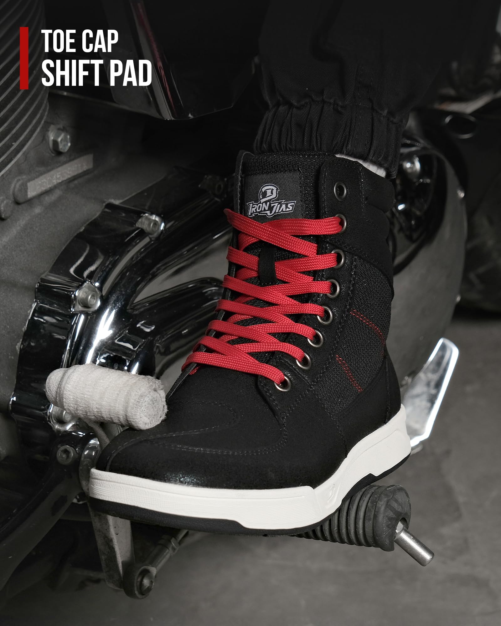 BORLENI Motorcycle Riding Shoes Road Street Motocross Protective Boots for Men Casual Breathable Powersports Shoes Black — view 3