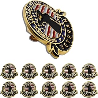 US Veteran Pins 12/24/50/100 Pcs bulk enamel Patriotic American Flag Veterans Day Lapel pin Memorial Day pin for Clothes Backpack Hat Military patriotic Decoration Souvenir Gift Retirement and Service
