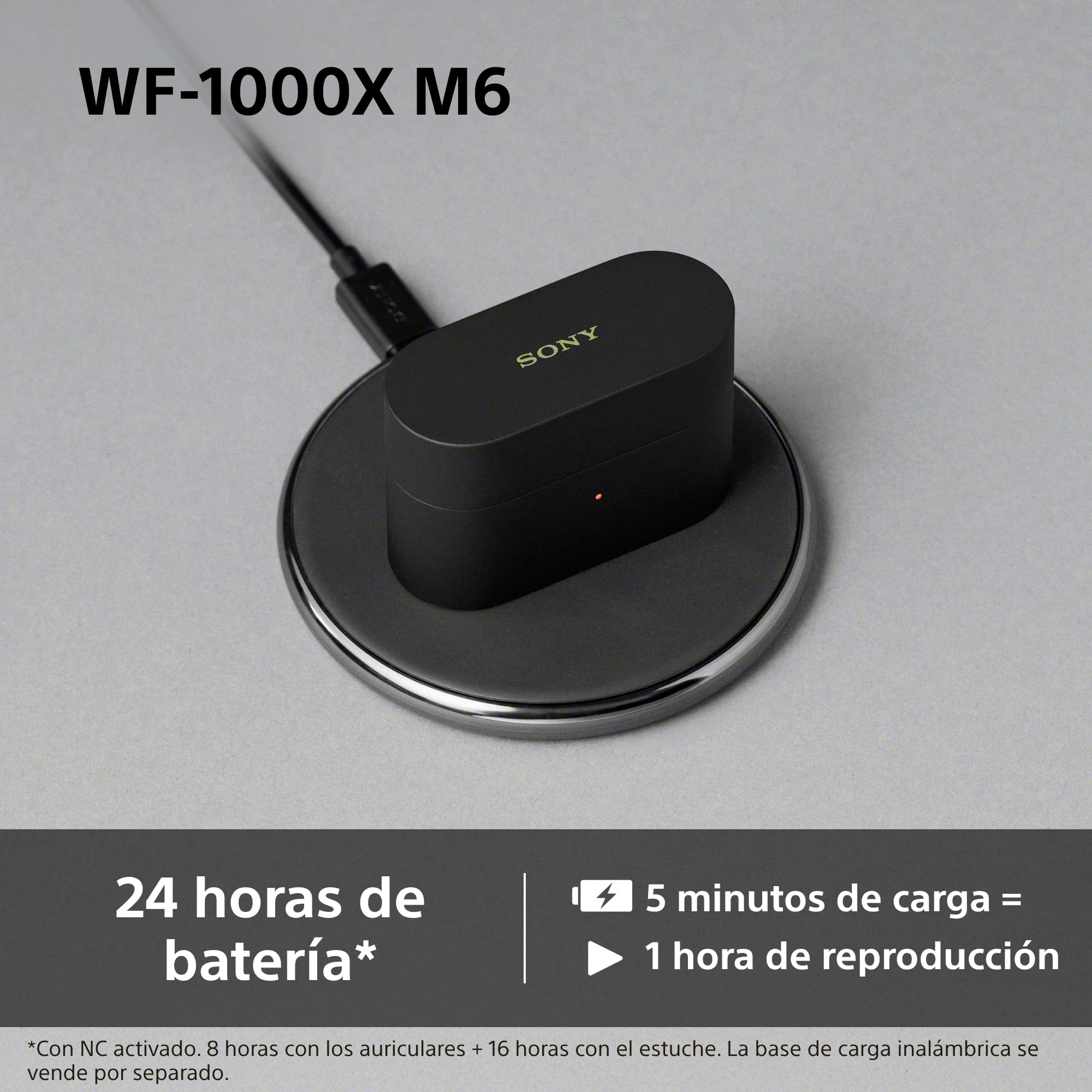 Sony WF-1000XM6 Auriculares inalámbricos con Noise Cancelling, Bluetooth, Auriculares in-Ear, Sonido de Alta resolución, Llamadas nítidas, Ecualizador de 10 Bandas, 24 Horas de batería, IPX4, Negro