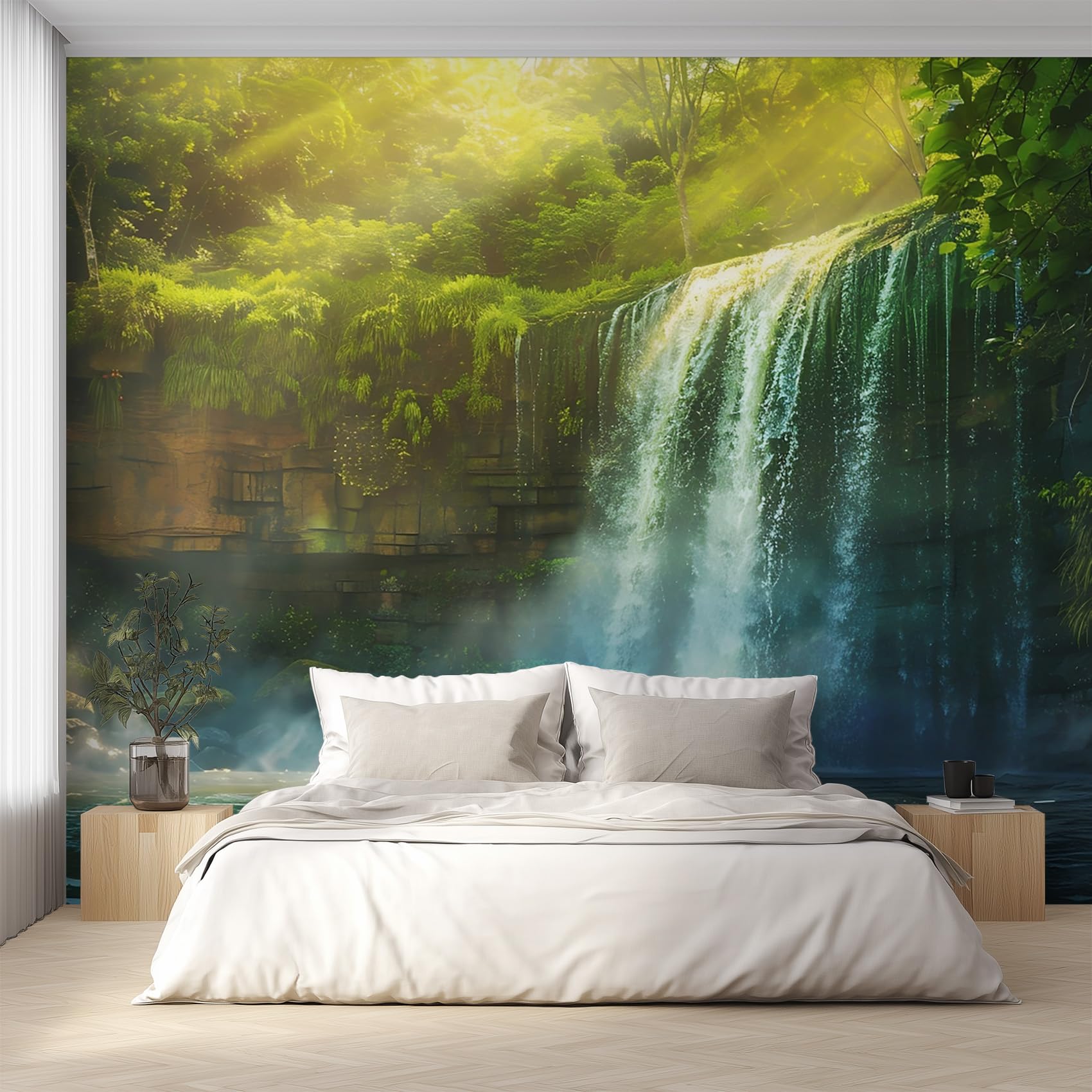Papier peint cascade pour créer une bulle de nature dans le salon