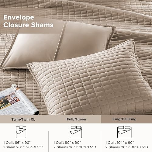 Miniatura 5 de Comfort Spaces Kienna - Lujosa manta de verano con diseño de doble costura, ligera, suave, para todas las estaciones, funda a juego, gris topo,