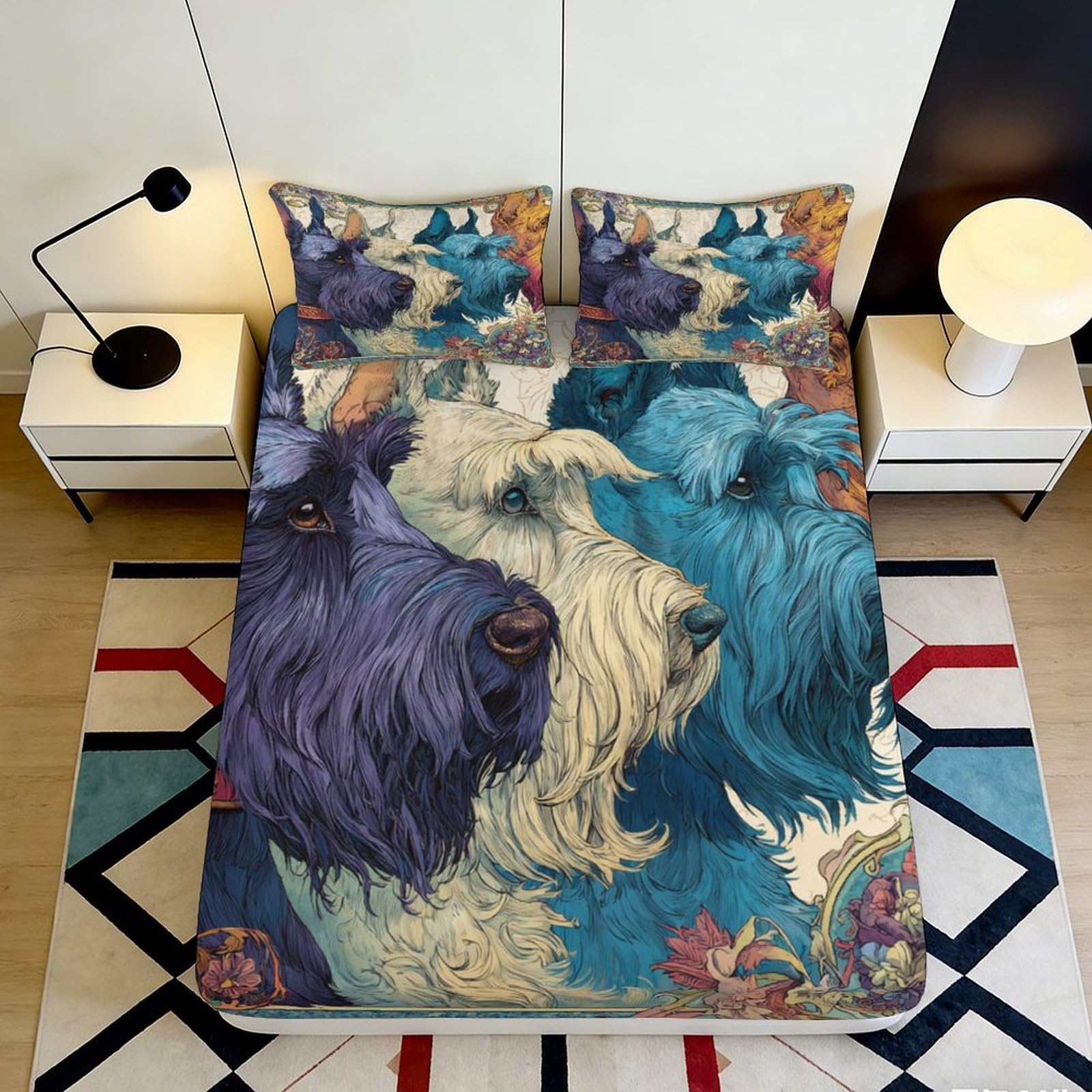 3D Printed Van Gogh Style Fitted Sheet Microfiber Deep Pocket Non-Slip Van Gogh Mattress Fitted Cover for Bedroom 200x200x25cm 90x200x25cm