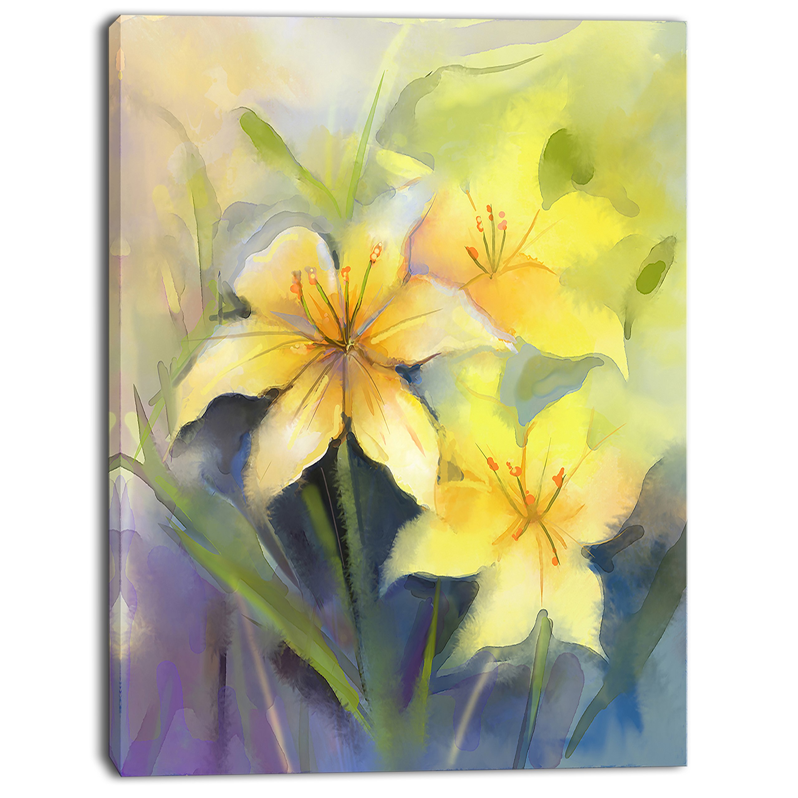 絵画 flk041125 Design Art PT14108-30-40 Watercolor Painting Yellow Lily