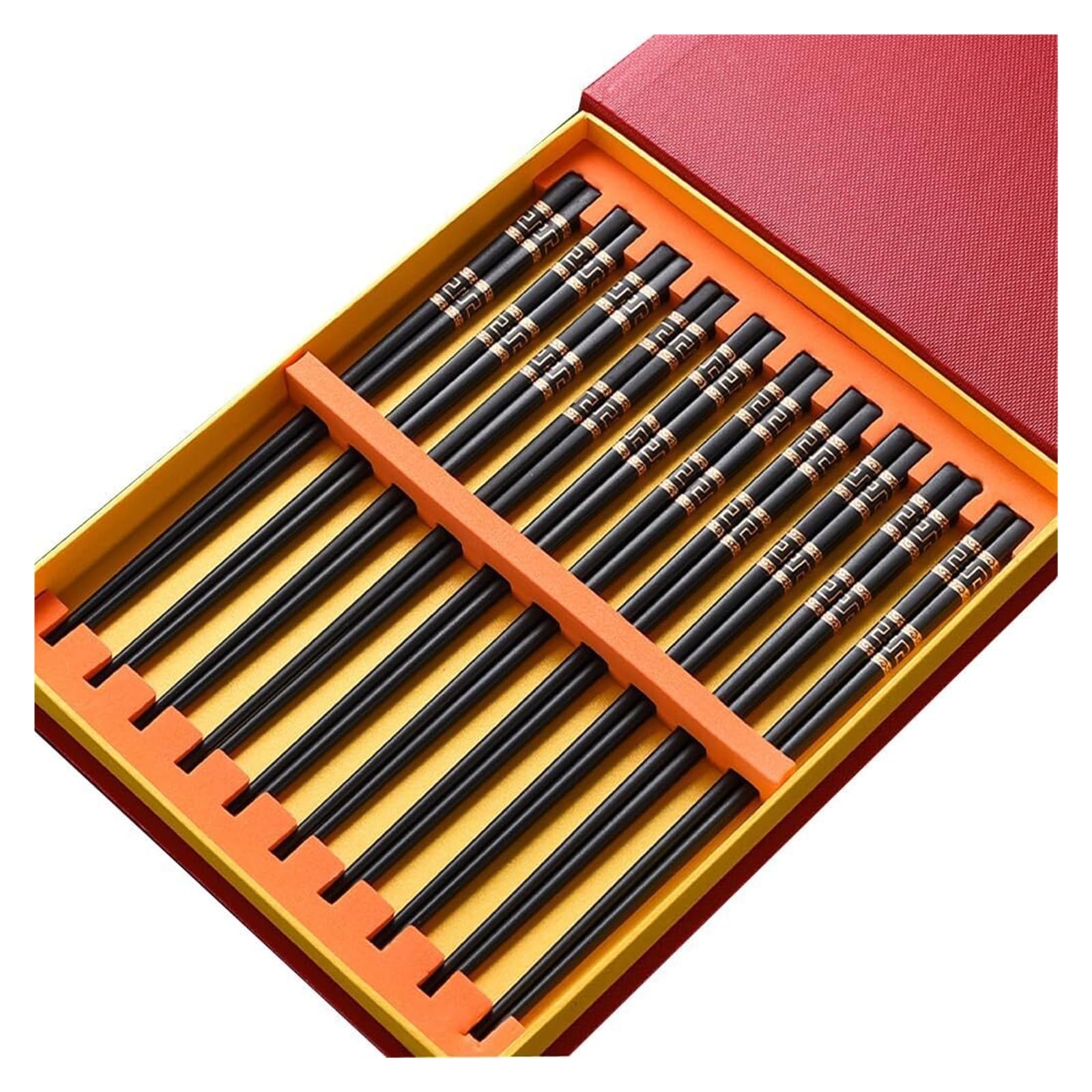 Baguettes en céramique, Coffret cadeau de 10 paires baguettes réutilisables avec étui, antidérapantes en céramique osseuse haute qualité noires