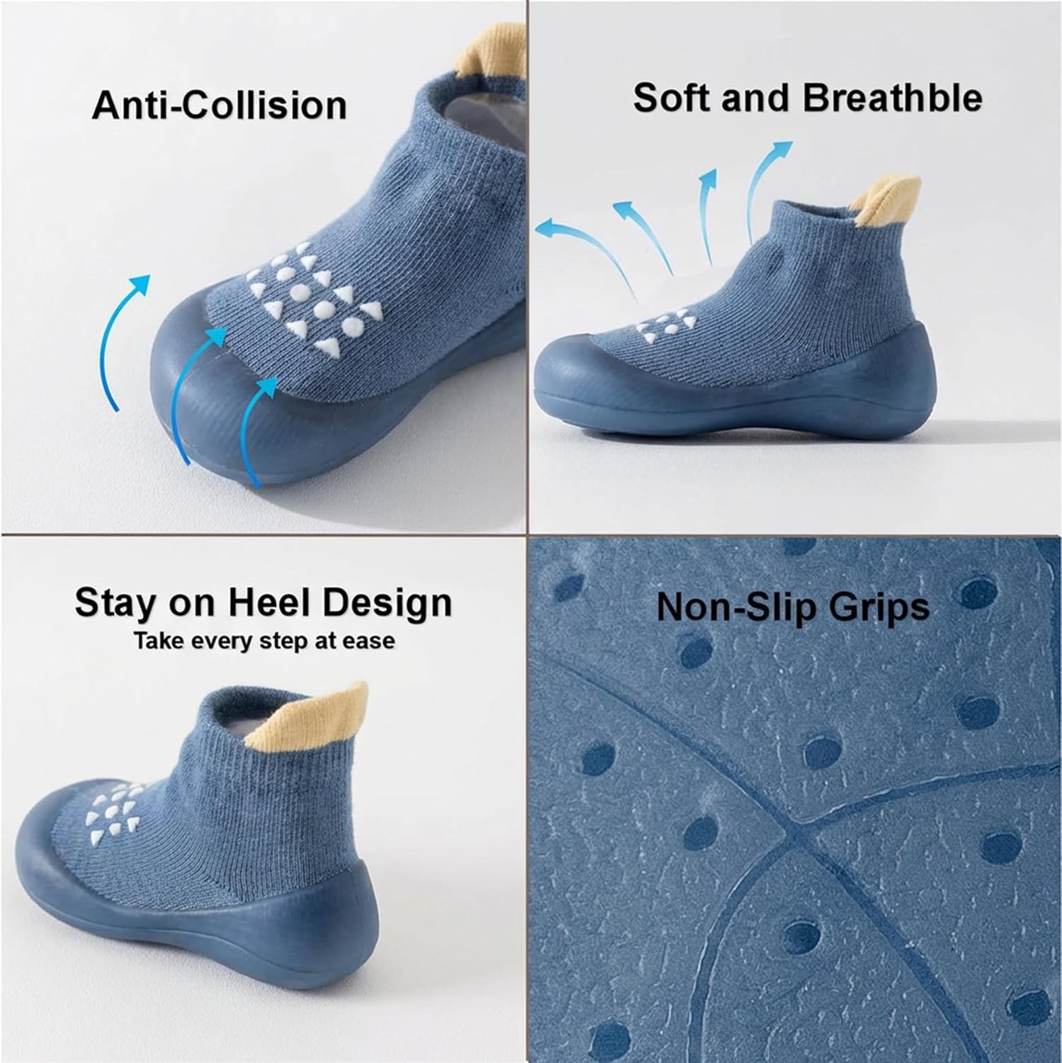 Hstyle Baby Sock Shoes Toddler Walking Shoes Infant Non-Slip Slippers Soft Rubber Sole Sneakers for Baby Boys Girls - Image 7