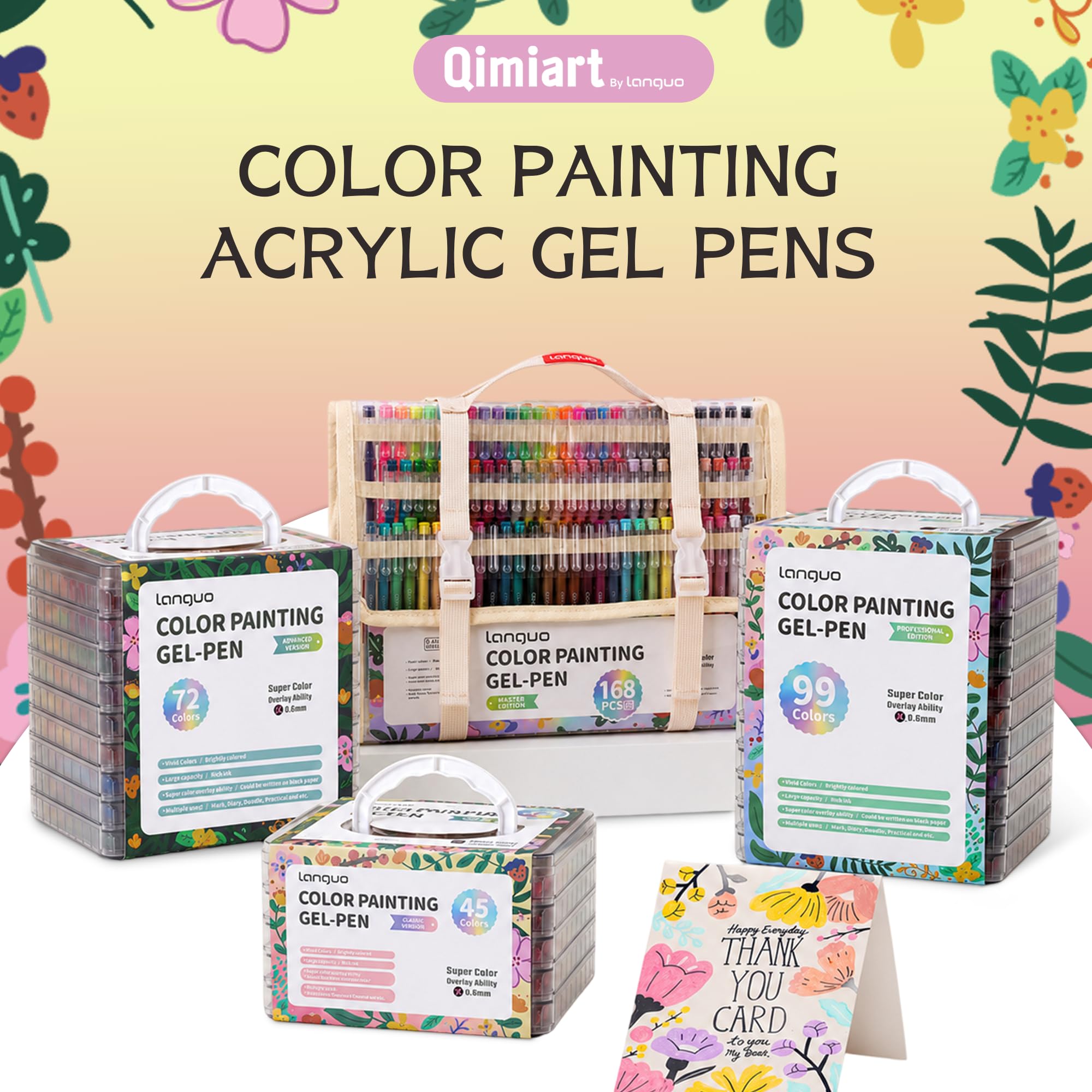 Stylos à encre gel pour coloriage - 168 pièces/162 couleurs