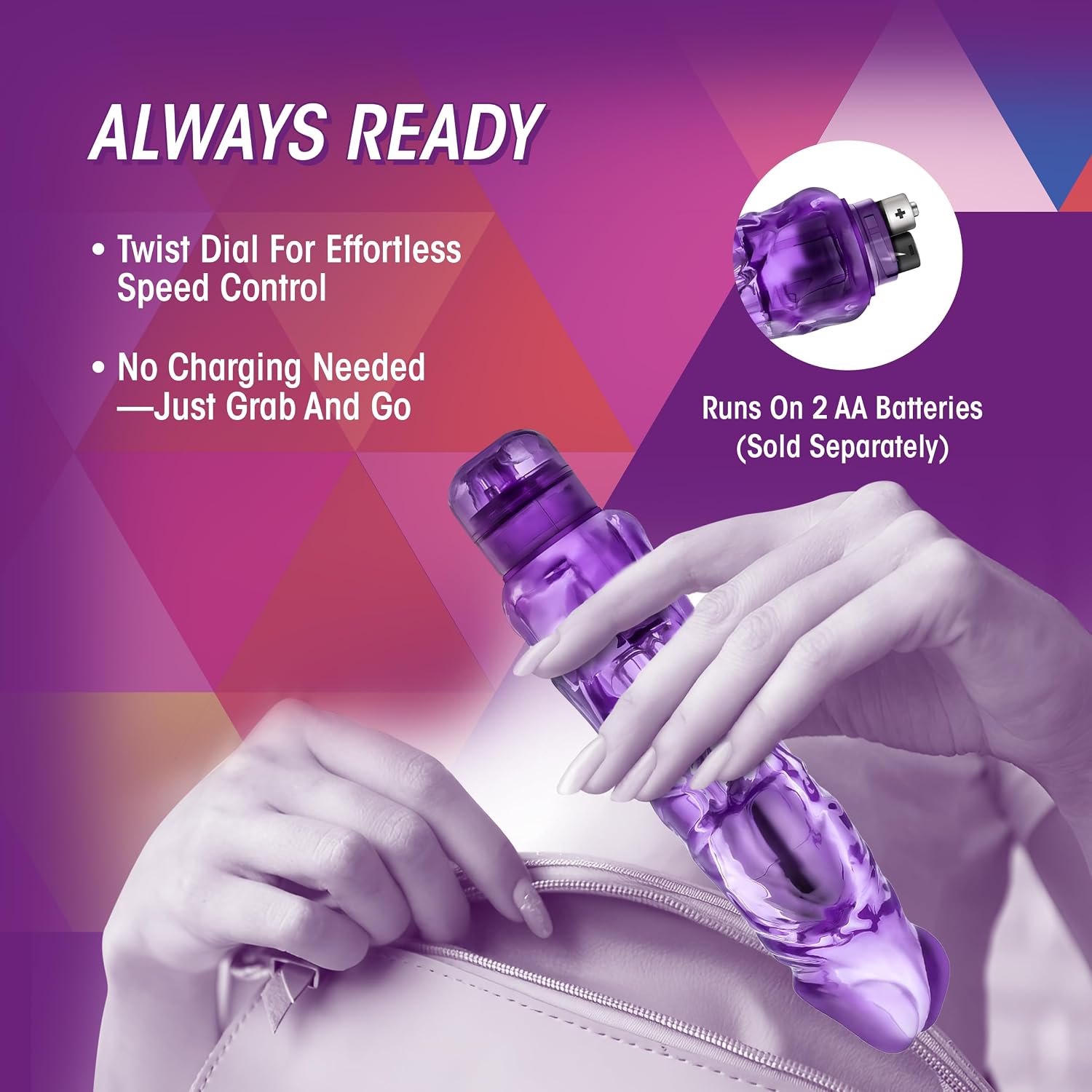 Blush Novelties Wild Ride 9" Soft Large 2" Thick Realistic Vibrating Dildo, Multi-Speed Waterproof Real Feel G-Spot Anal Vaginal Big Penis Vibrator Sex Toy for Women Men Couples - Clear Purple