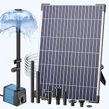Biling Outdoor Solar Fountain, 12W 450L/H Silent Pond Pump Solar Powered Fountain with 4 Nozzles for Outdoor Garden Pond Up to 5㎡ DIY Fountain Decoration