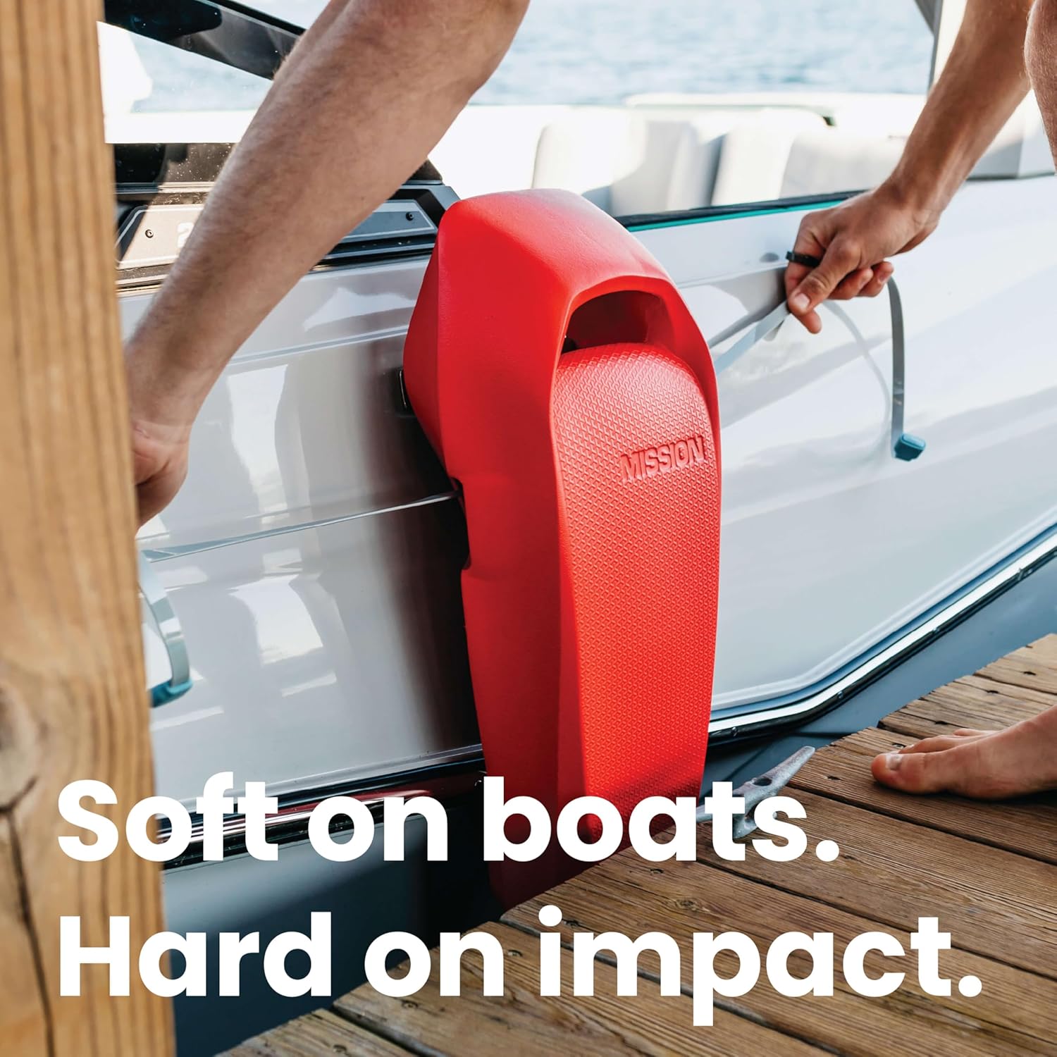 MISSION Boat Gear Sentry Boat Fenders 2 Pack - Heavy Duty Boat Fenders for Docking - Flat Hull-Hugging Boat Bumpers for Safe Boat Protection