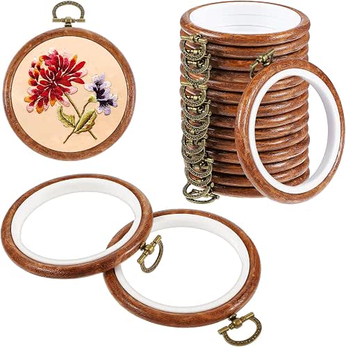 cobee 15 Pcs 3 Inch Mini Embroidery Hoops, Imitated Wood