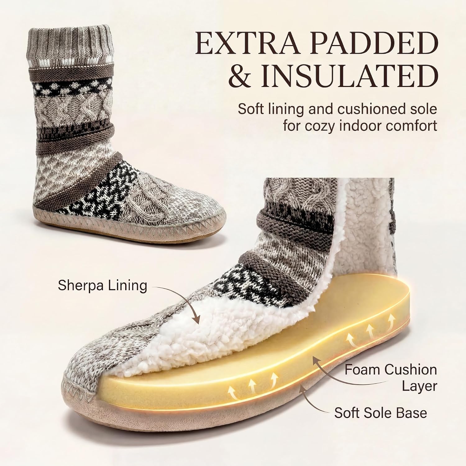 cosyone1997 Women’s Slipper Socks with Gripper Soles Warm Fuzzy Knit Cozy Gift Socks for Indoor Winter Wear