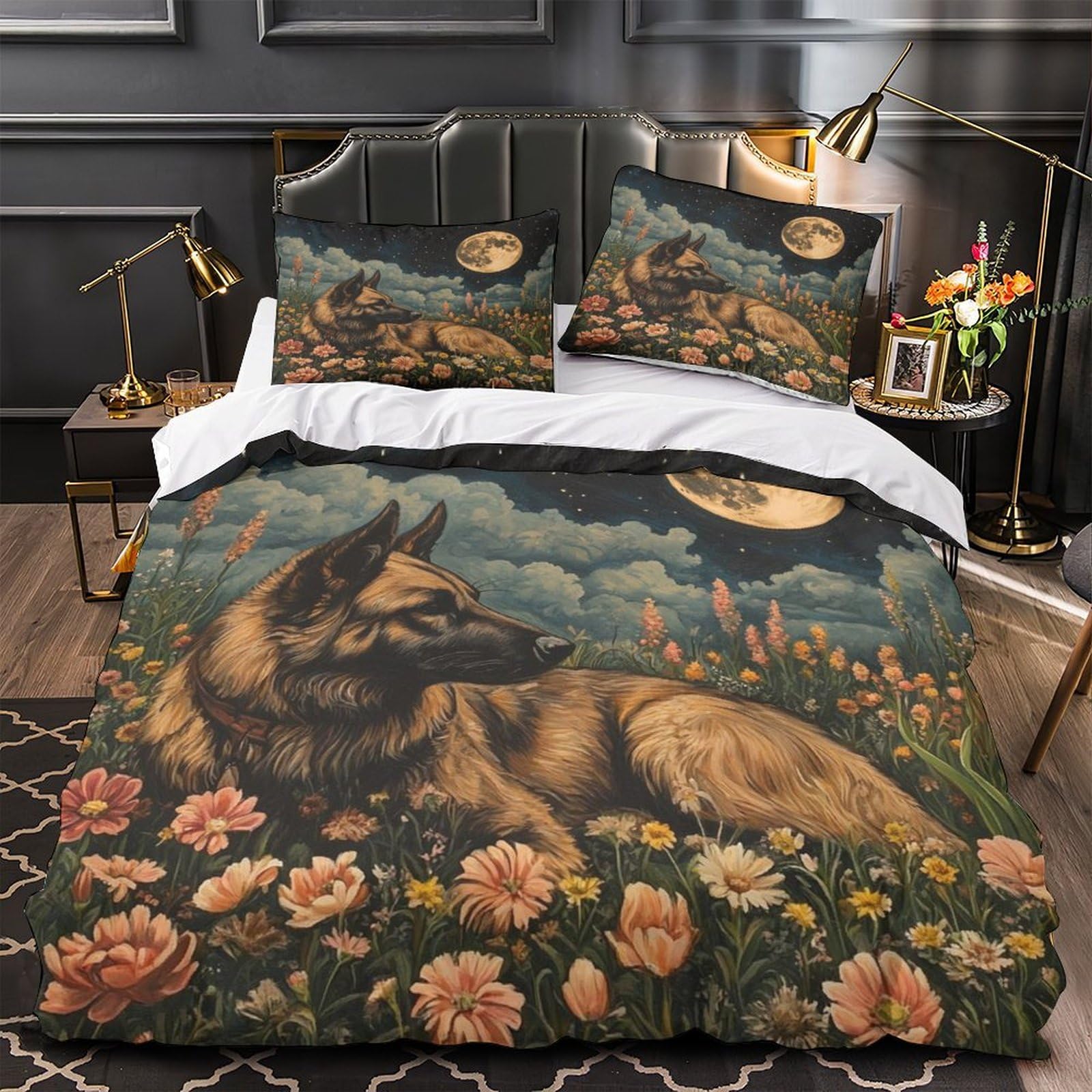 Housse de couette 220x240 géométrique hypoallergénique pour lit king
