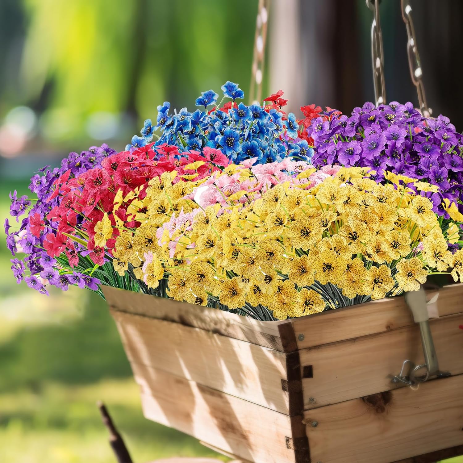 Artificial Flowers Outdoor,22 Bundles Faux Flowers UV Resistant,Faux Plastic Plants Silk Flower for Outdoors Outside Front Porch Hanging Planter Decoration(Yellow)