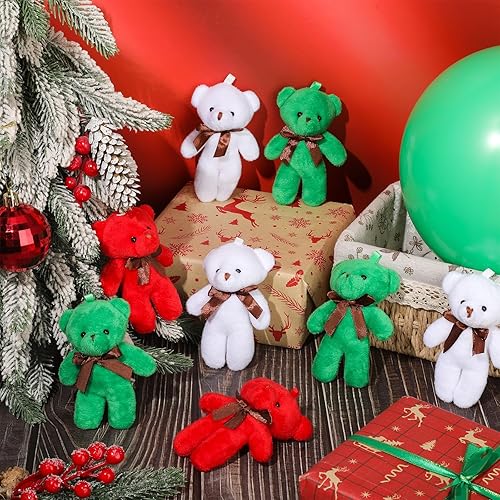 Miniatura 5 de Liliful 24 piezas de animales de peluche de 4.5 pulgadas, muñeca de osos de felpa suave con lazo de cinta, mini osos para niños y niñas, decoración
