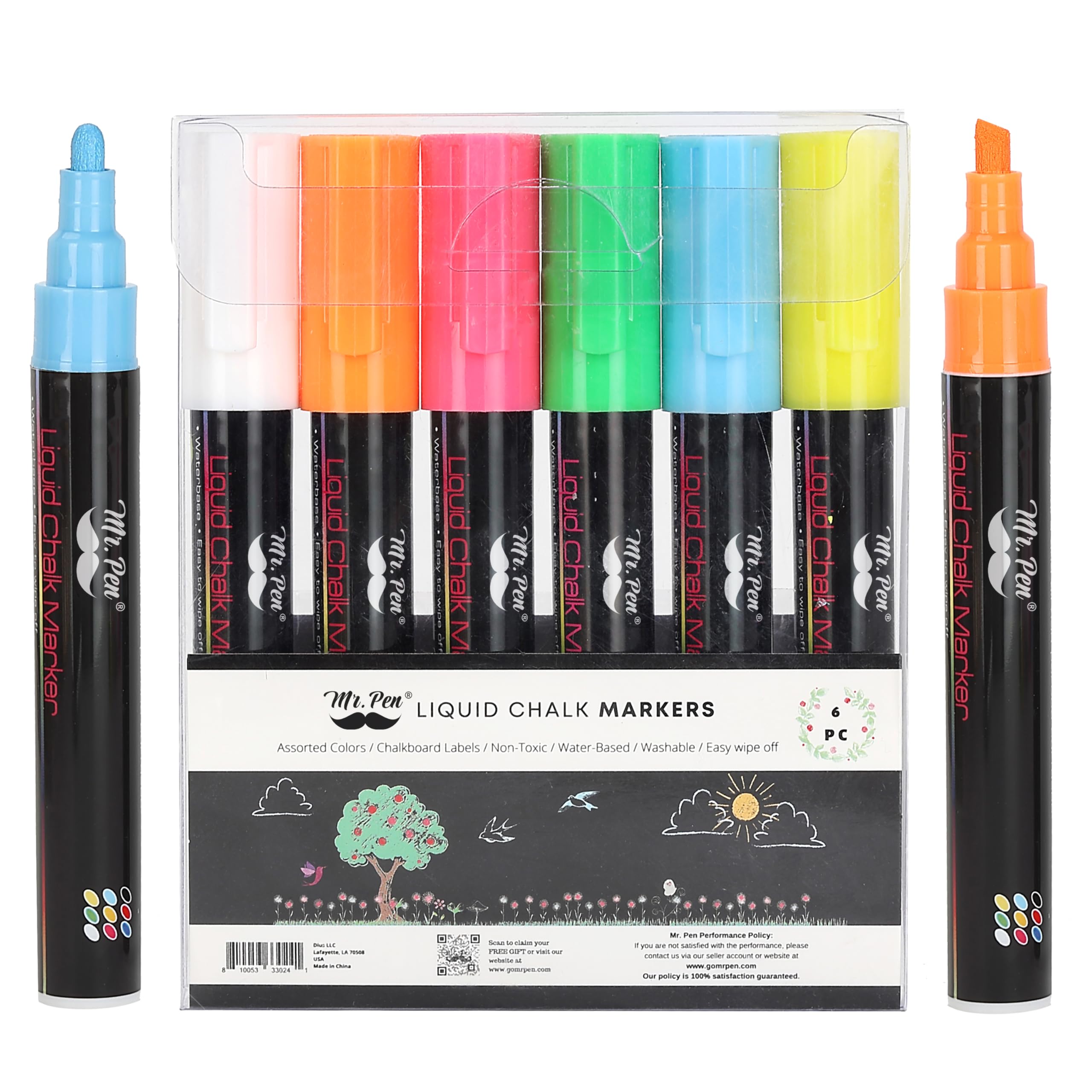Mr. Pen- Chalk Markers, 6 Pack, Dual Tip, Assorted Color, 8 Labels, Chalk Markers for Blackboard, Liquid Chalk Markers, Chalkboard Markers, Window Markers, Liquid Chalk, Chalk Board Markers, Chalk Pen