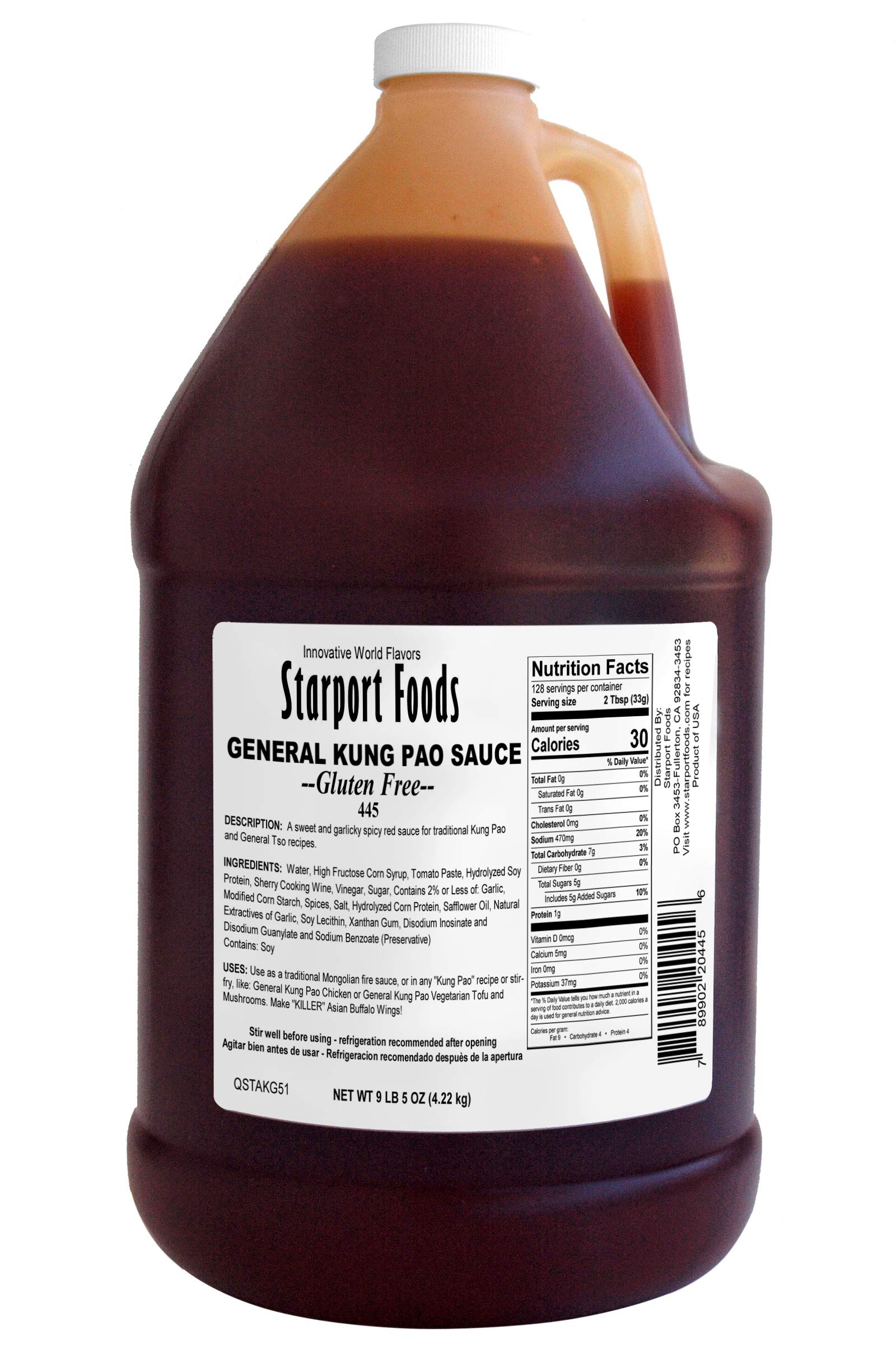 Starport Foods General Kung Pao Sauce - Gluten Free, Vegetarian,1 gallon, NET WT 9 LB 5 OZ (4.22kg)