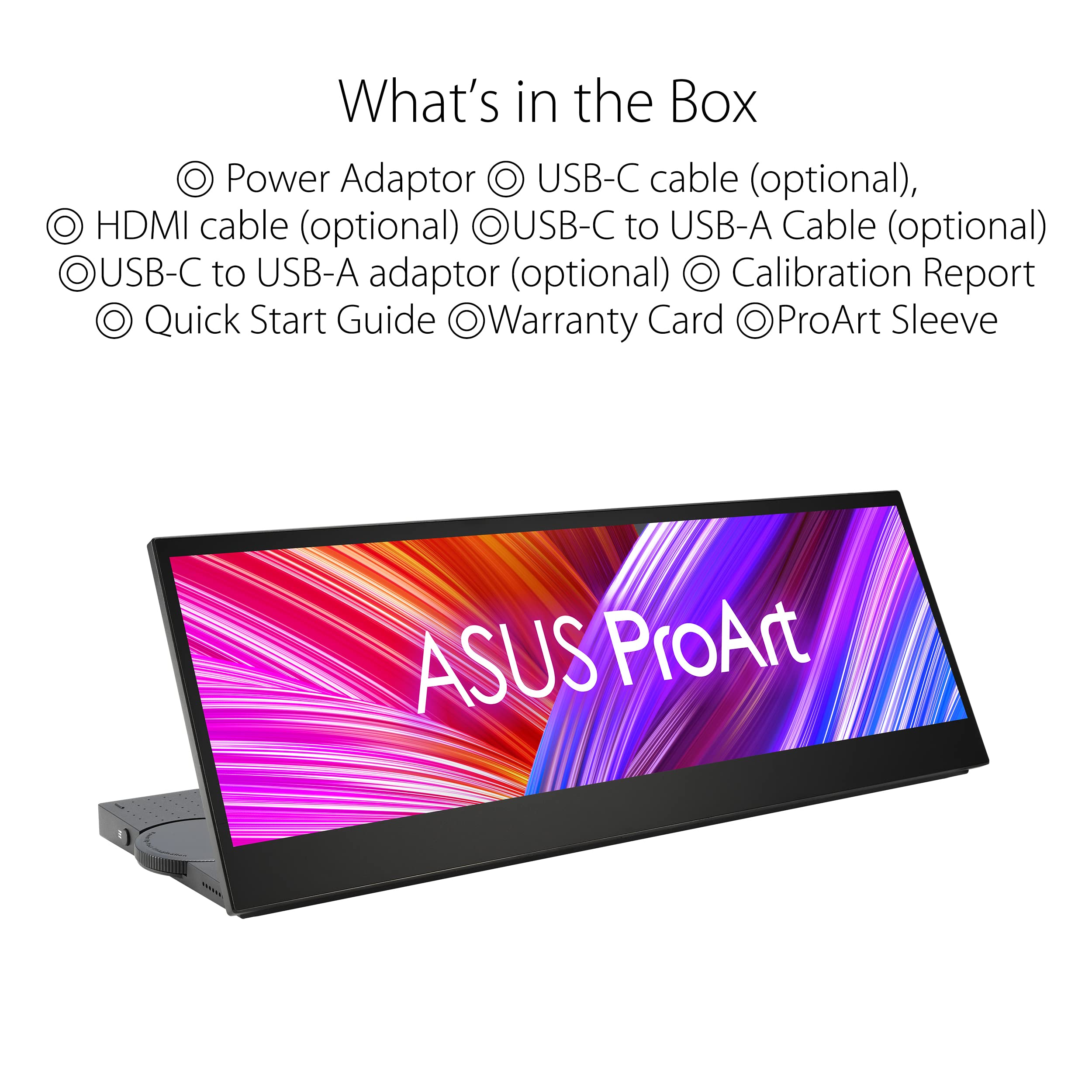 ASUS ProArt Display PA147CDV Creative Tool Monitor da 14 pollici, 32:9, IPS, Full HD 1920 x 550, 100% sRGB, 100% Rec.709, Precisione del colore Delta E<2, Calman, USB-C, Touch a 10 punti, MPP2.0, Nero