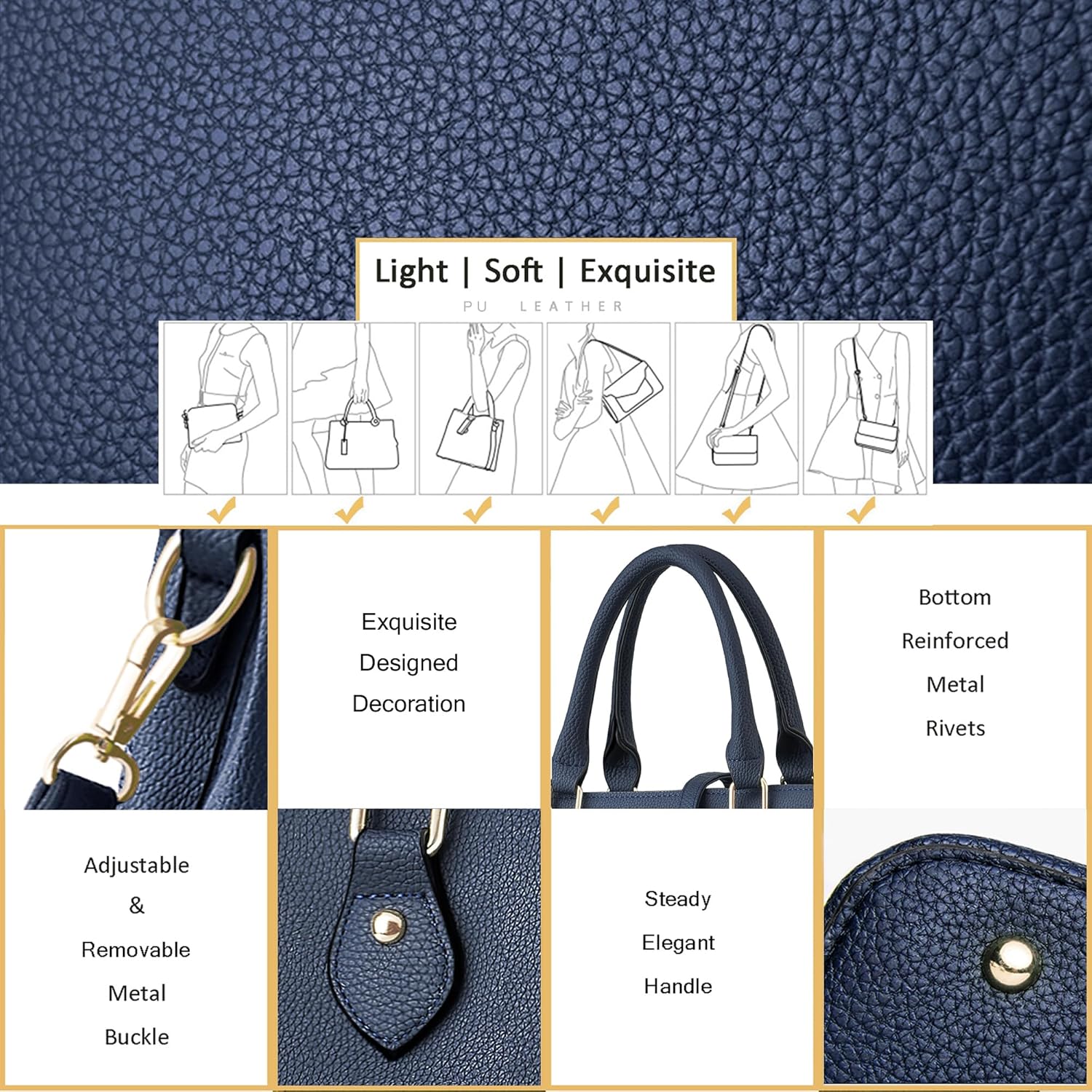 CHICAROUSAL Purses and Handbags for Women Leather Crossbody Bags Women's Tote Shoulder Bag - Image 7