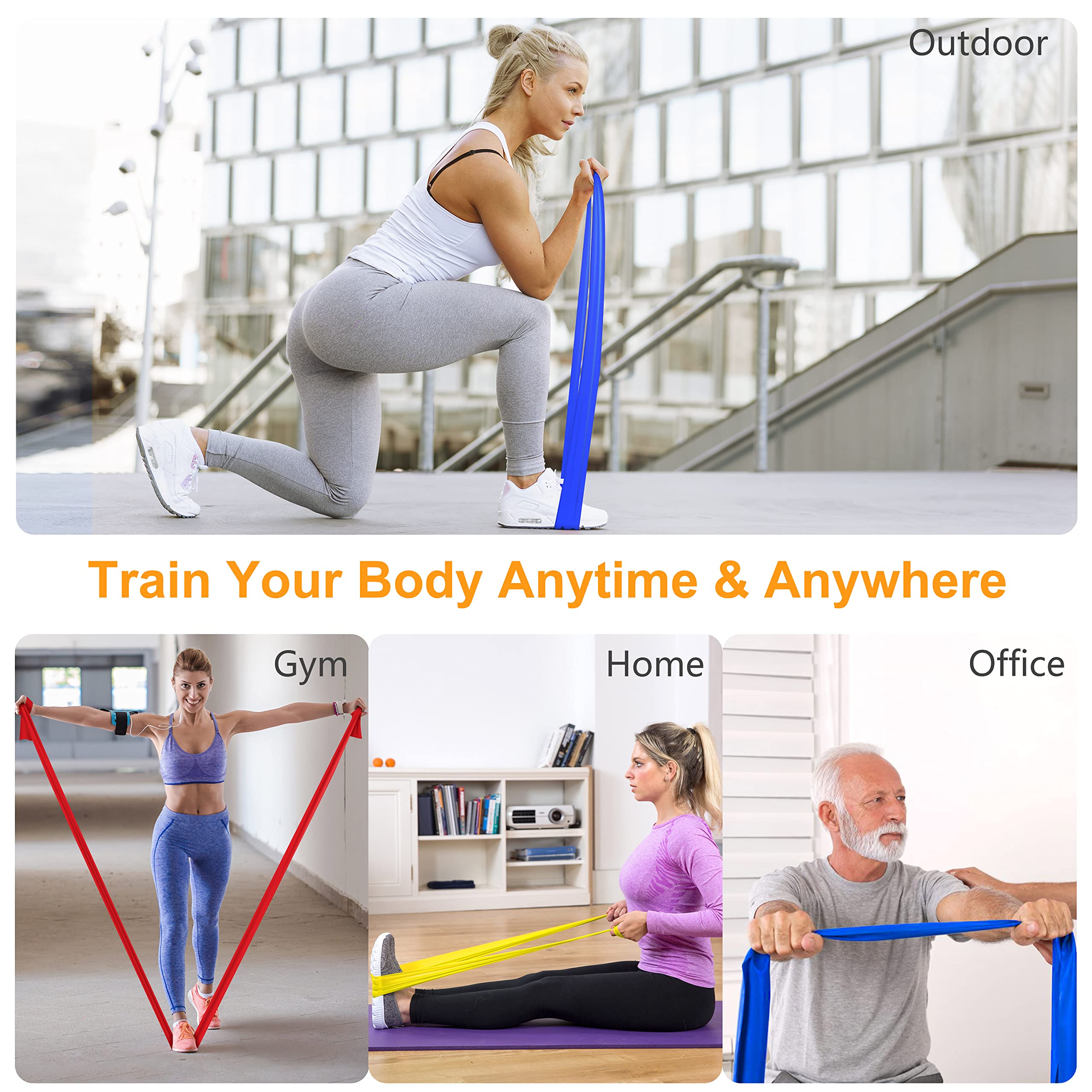 Gritin Resistance Bands Set Of Skin Friendly Exercise Bands