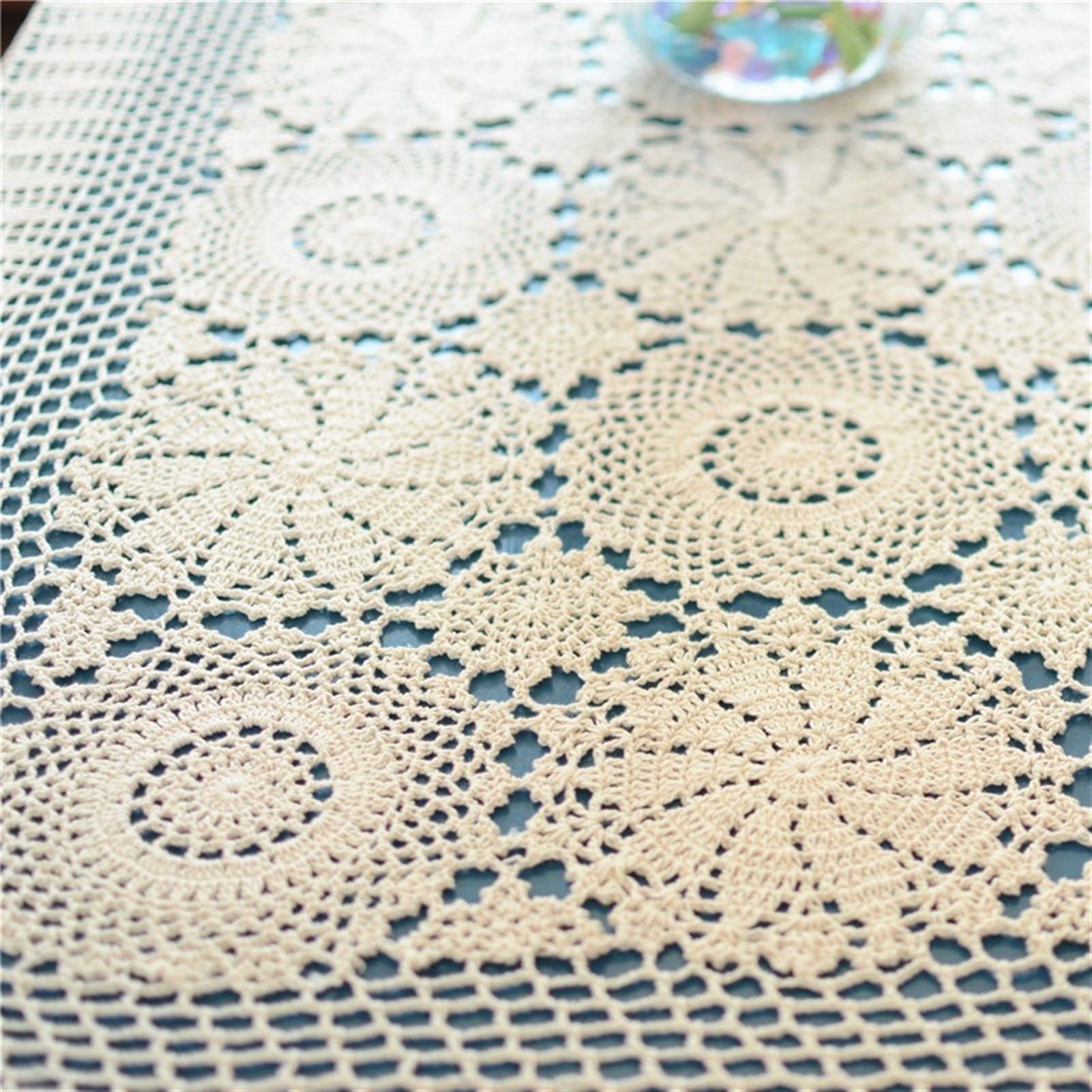 Rechteckige/längliche Tischdecken Handgefertigte Gehäkelte Tischdecke Baumwolle Esstischdecken Beige Häkeln Spitze Tischdecke Viele Größe Verfügbar Weihnachts- und Neujahrsdekoration