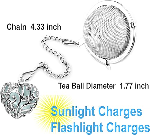 Miniatura 3 de 2 coladores de té infusor de té para té suelto, colgante luminoso de corazón, hoja suelta, bola de té más empinada, difusores de té de piedra