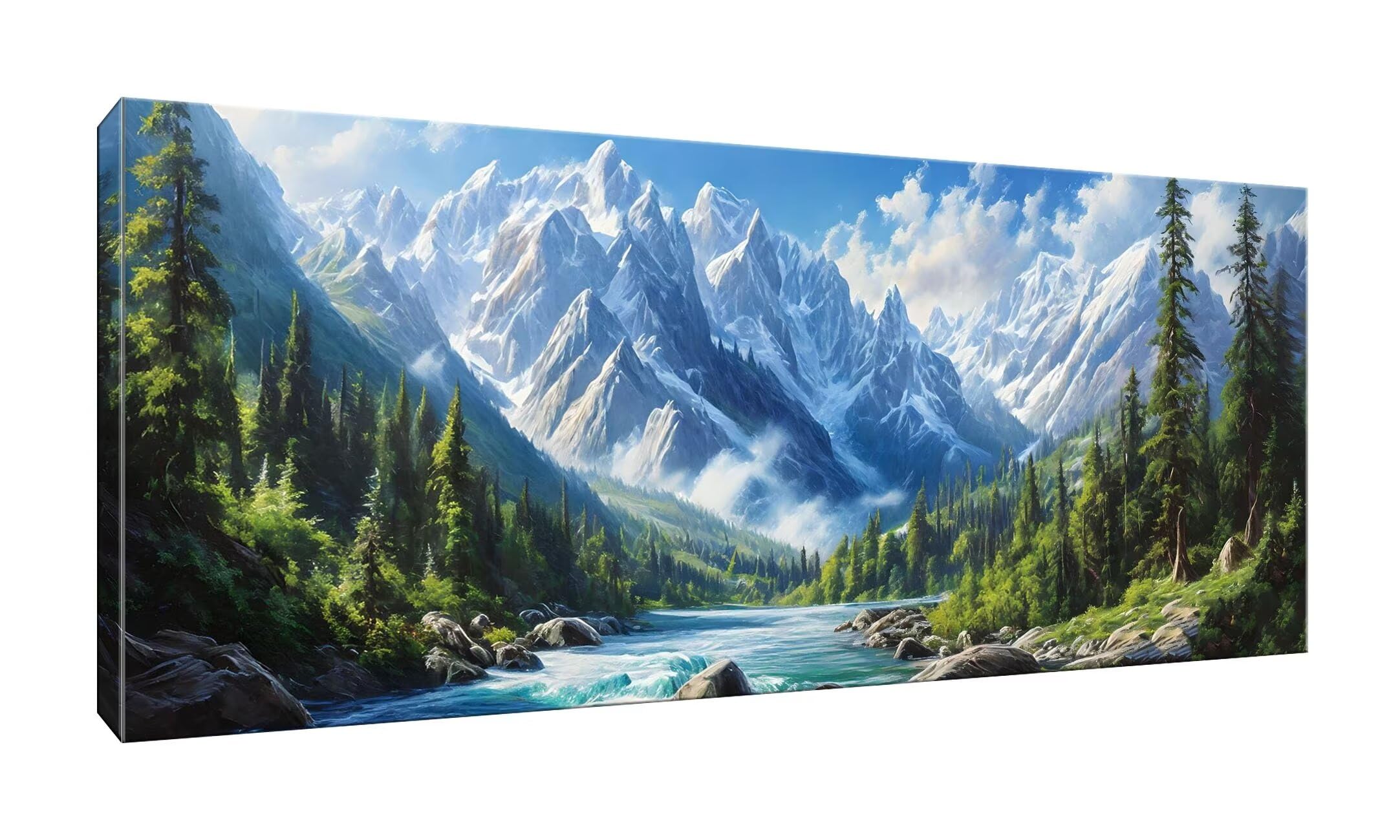 Pittura Con I Numeri Jawecci - Paesaggio Montagna, Kit Fai-Da-Te Con Telaio 20x20cm, Per Adulti E Ragazzi - 2